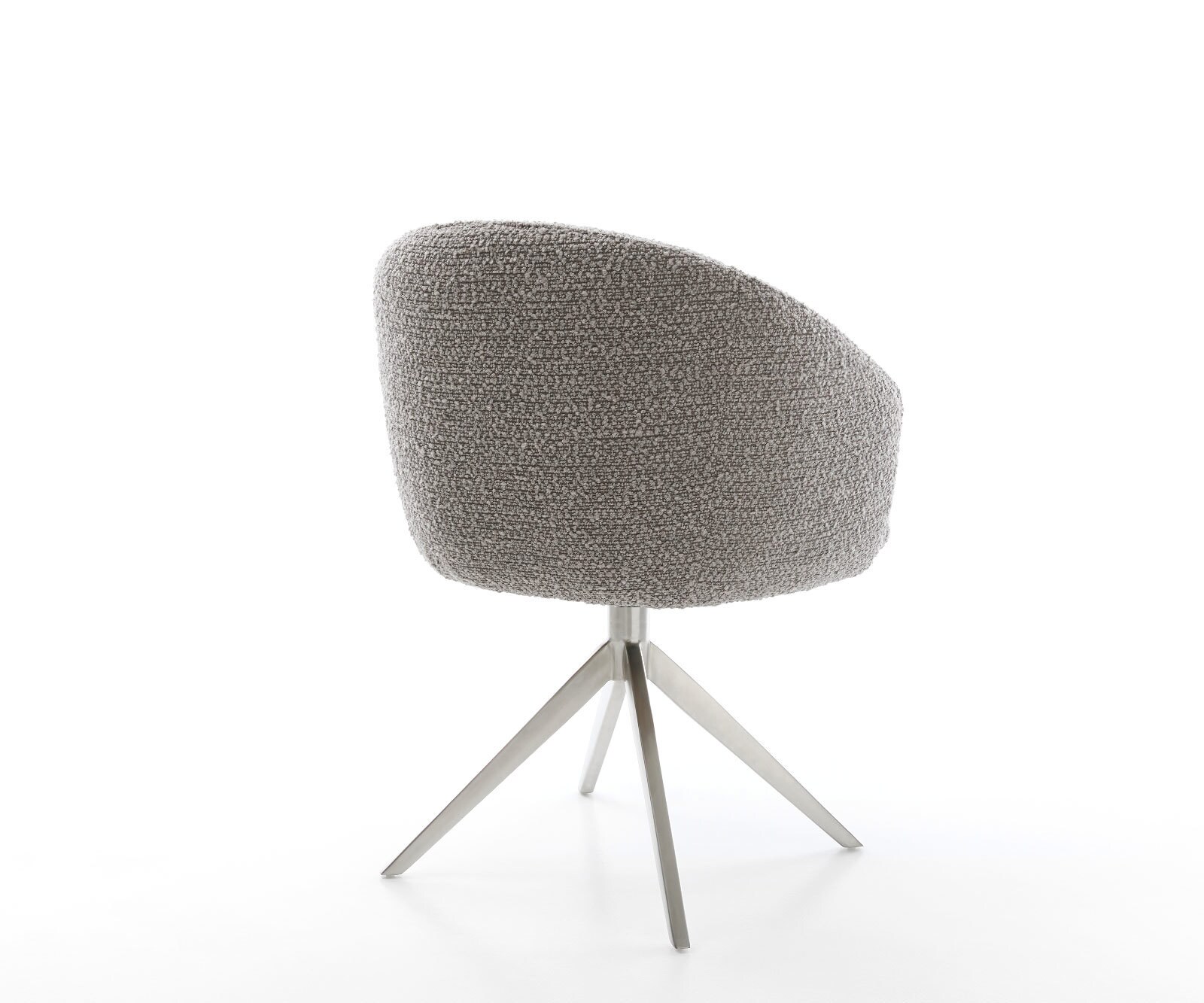 Draaistoel Caja-Flex met armleuning bouclé zilver grijs kruisframe breed roestvrij staal 360° draaibaar rocker-functie pocketveer kern 5