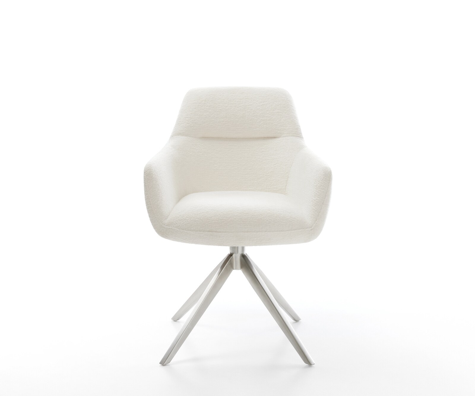 Draaistoel Pejo-Flex bouclé zacht beige kruisframe breed roestvrij staal 360° draaibaar rocker-functie pocketveer kern 2