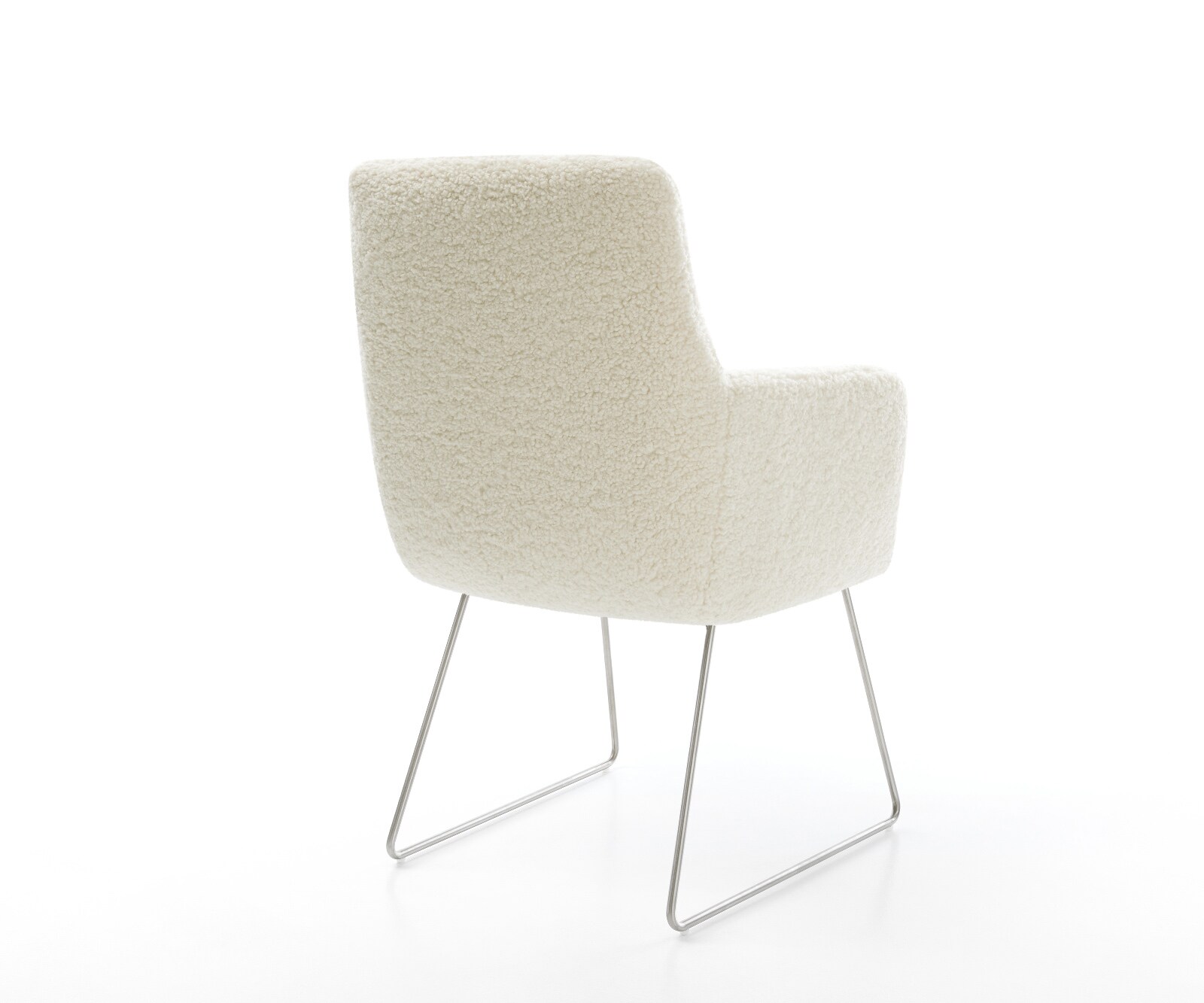 Eetkamerstoel Heira-Flex met armleuning teddy beige slipframe roestvrij staal pocketveer kern 5