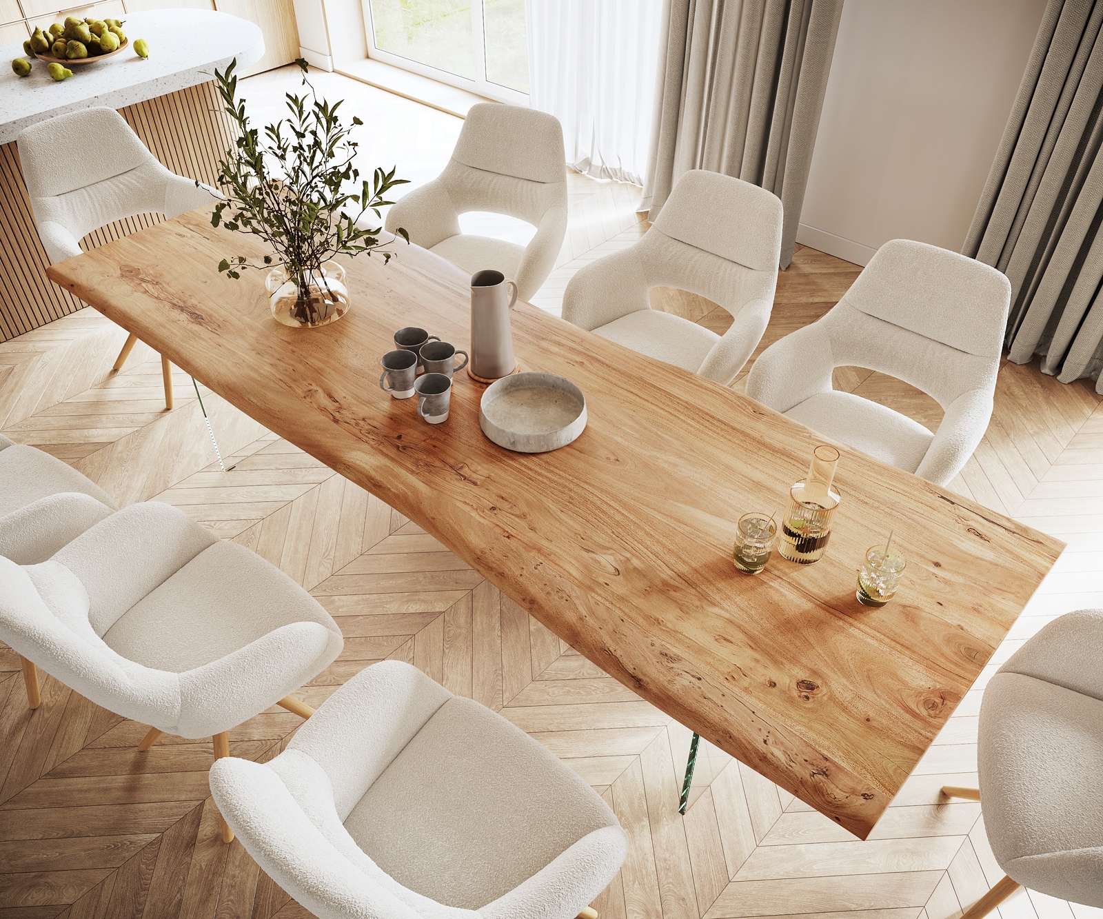 Eettafel Edge 300x100 XL acacia natuur glas Live-Edge 3 Eettafel Edge 300x100 XL acacia natuur glas Live-Edge 3