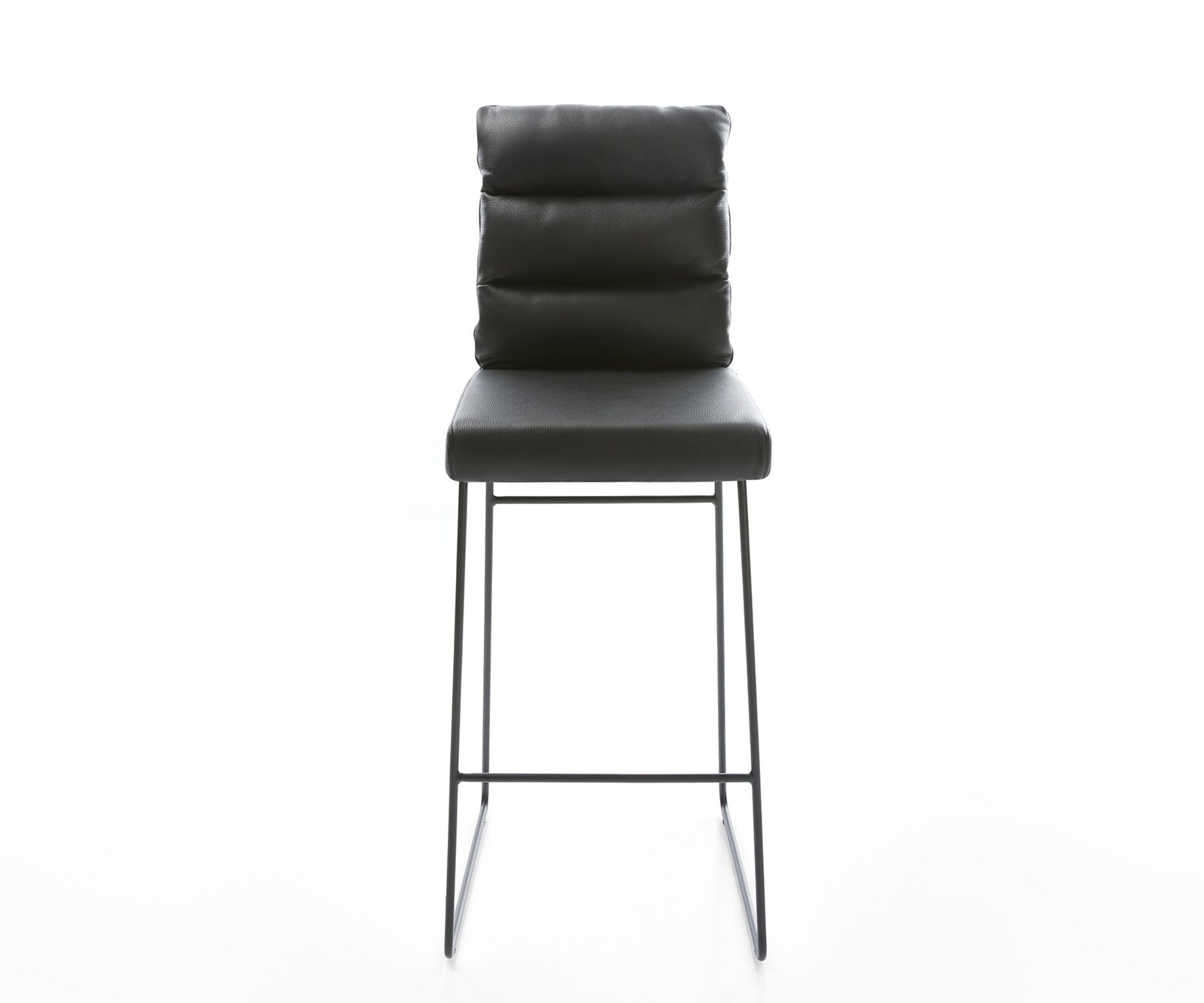 Barstoel Pela-Flex echt leer zwart slipframe metaal 1