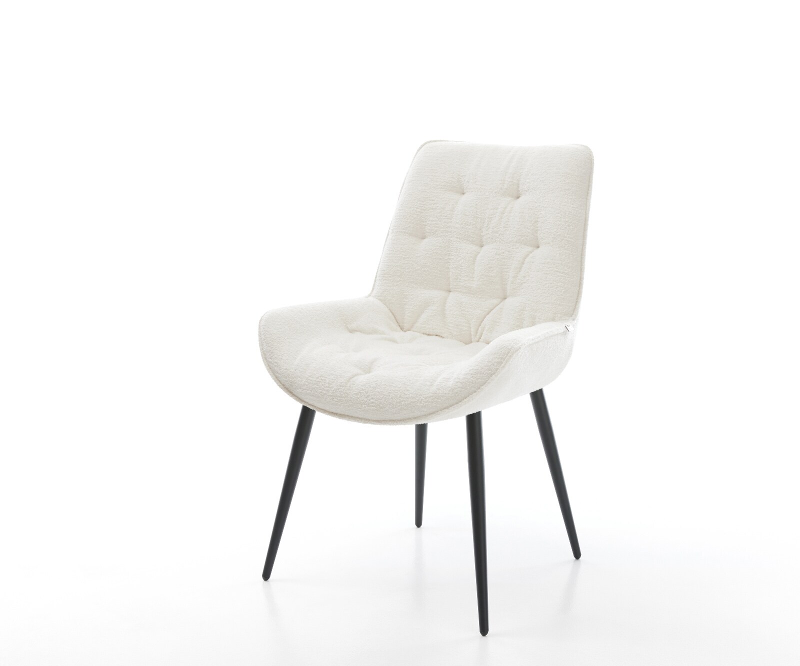 Eetkamerstoel Taimi-Flex bouclé zacht beige 4-poot conisch zwart 1