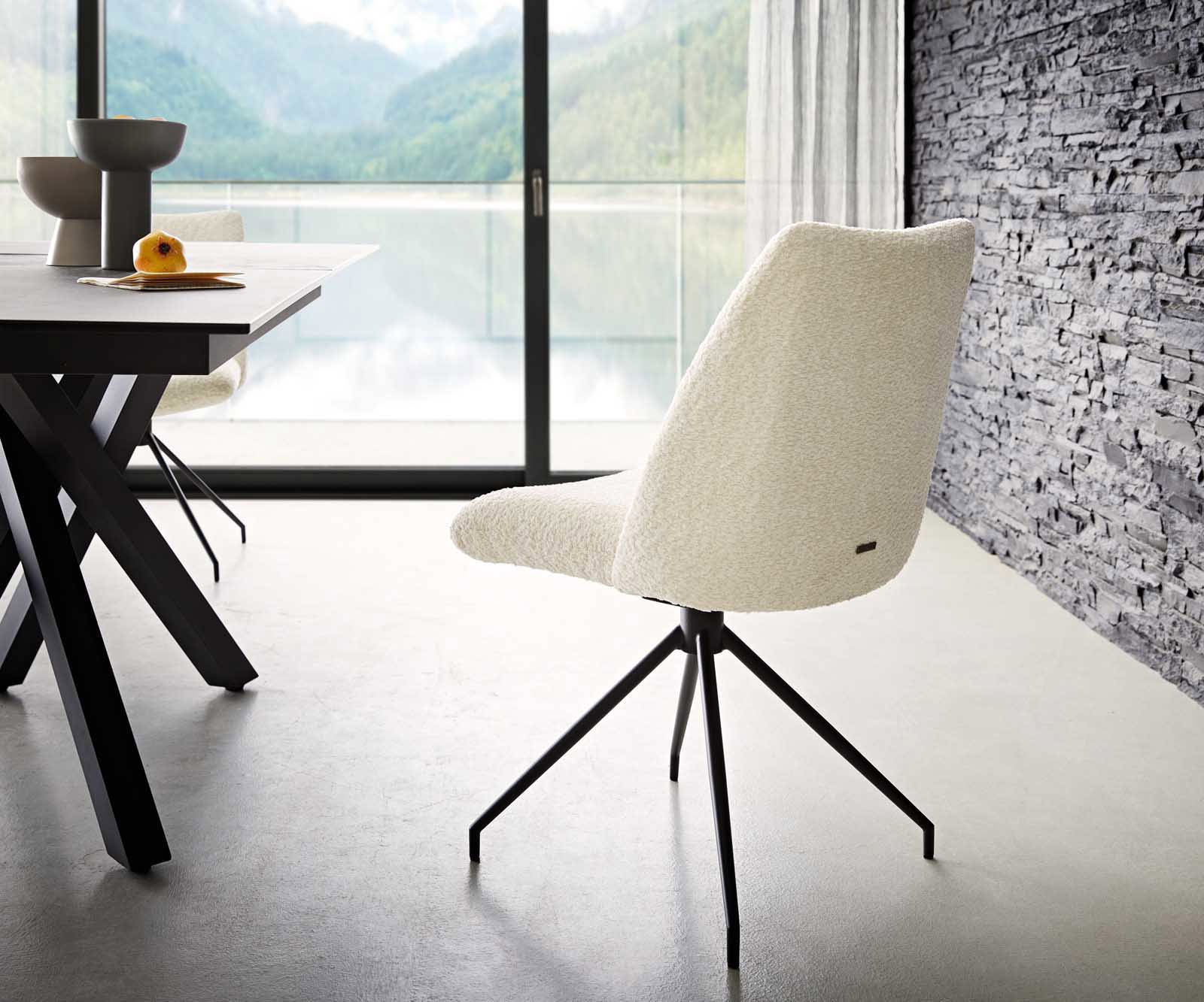 Draaistoel Elso-Flex bouclé wit kruisframe conisch zwart 180° draaibaar pocketveer kern 4 Draaistoel Elso-Flex bouclé wit kruisframe conisch zwart 180° draaibaar pocketveer kern 4