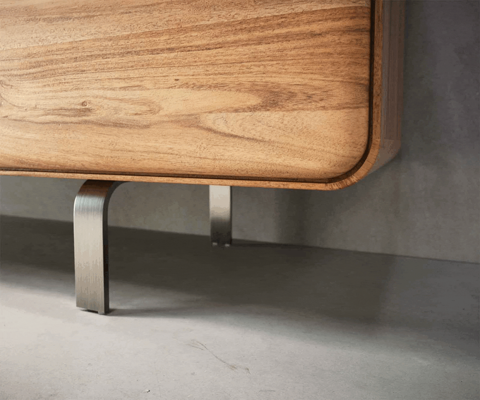 Dressoir Anaya 145 cm natuur acacia 3 deuren L-onderstel roestvrij staal 6