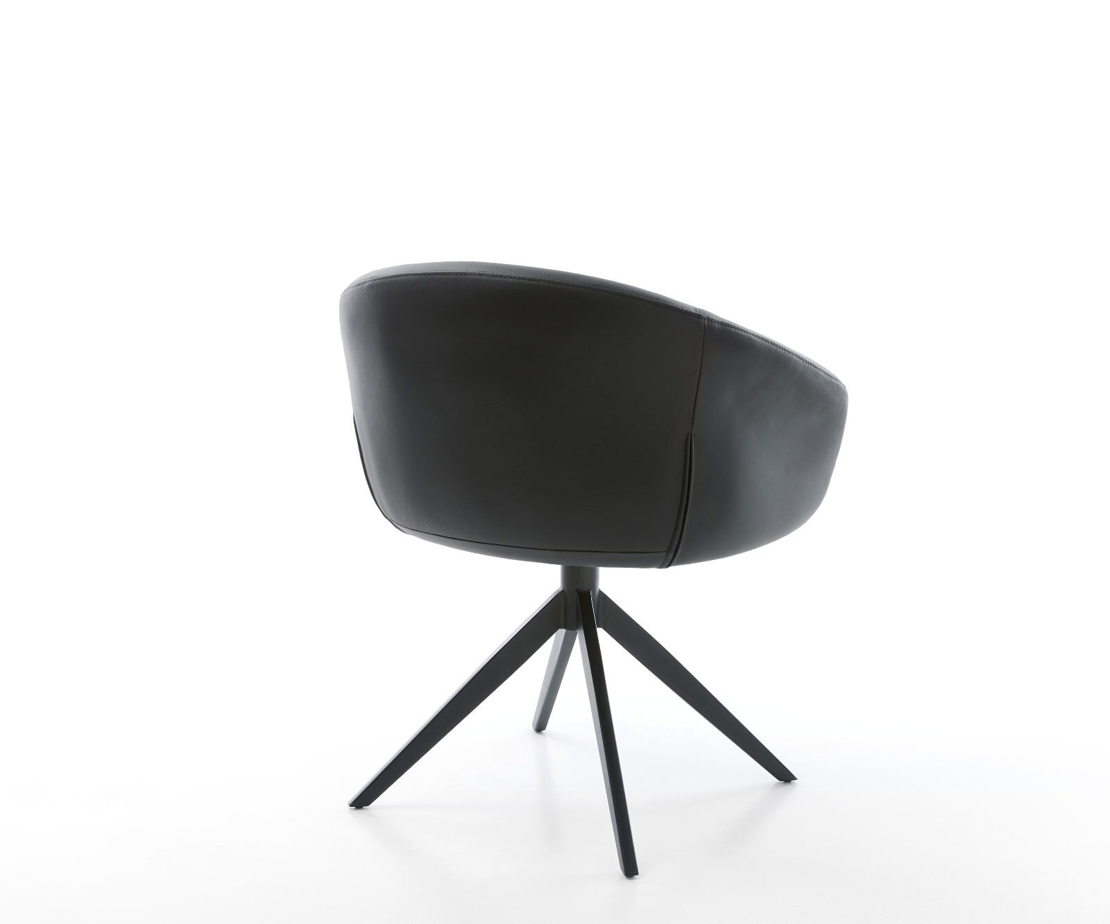 Draaistoel Vinka-Flex met armleuning echt leer zwart kruisframe breed zwart 360° draaibaar rocker-functie pocketveer kern 4