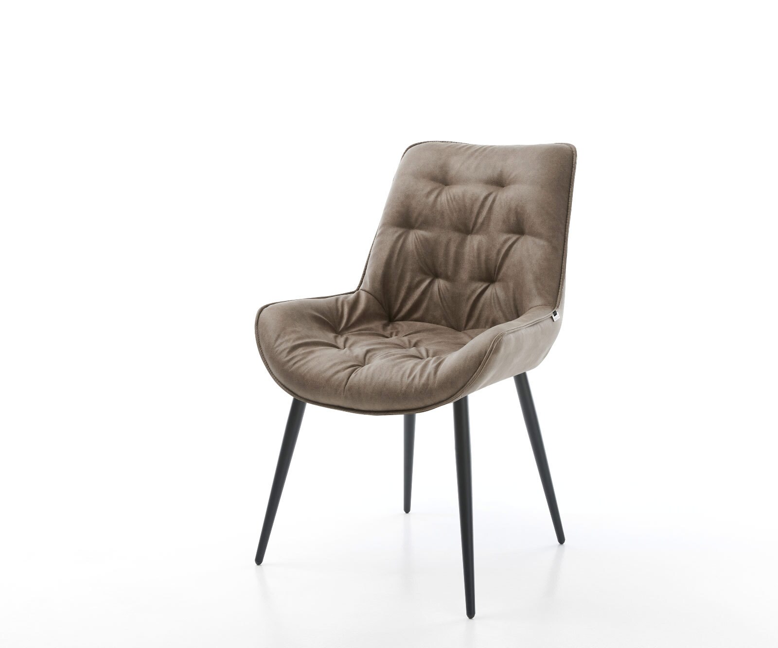 Eetkamerstoel Taimi-Flex microvelours taupe vintage 4-poot conisch zwart