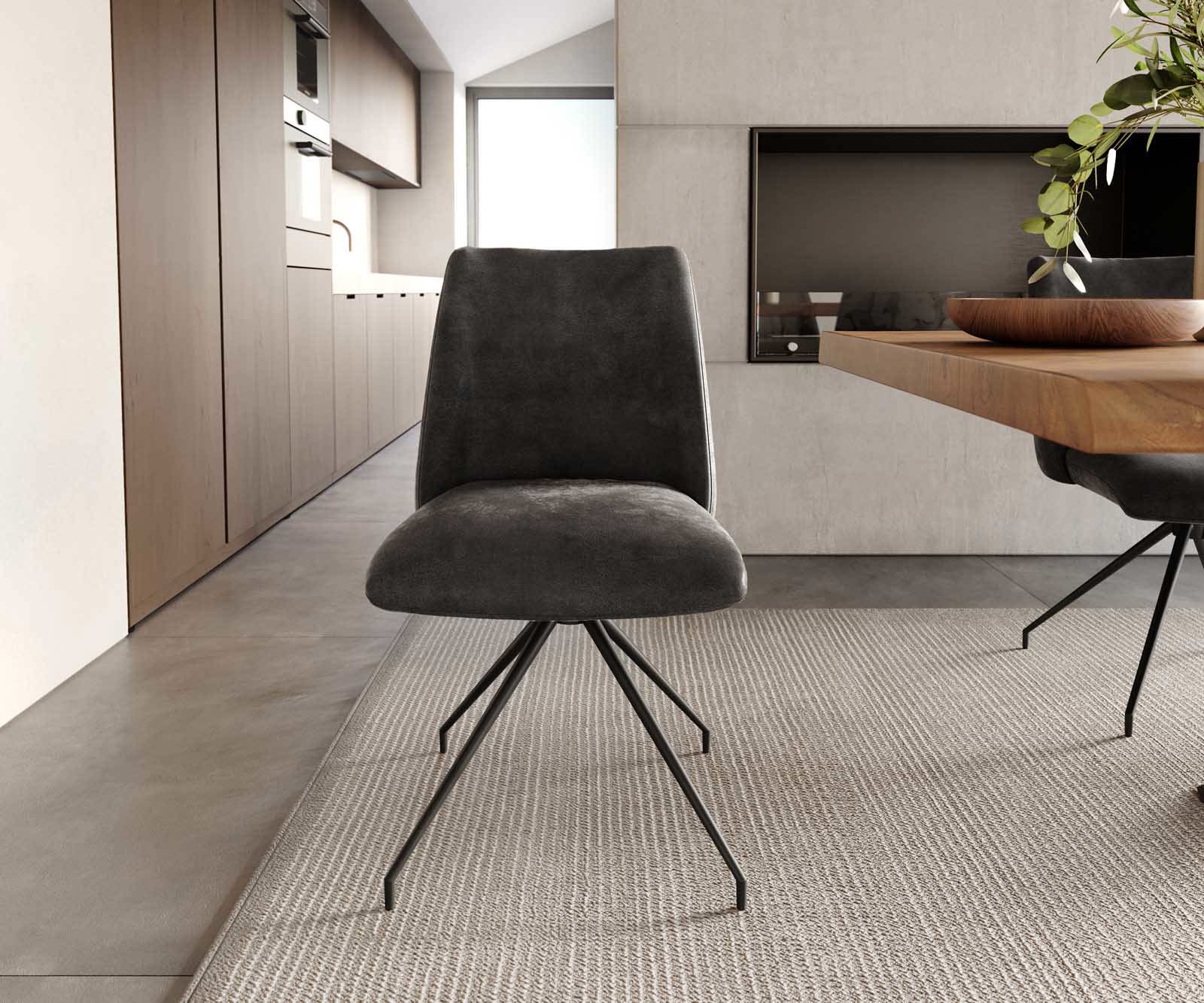 Draaistoel Elso-Flex microvelours antraciet vintage kruisframe conisch zwart 180° draaibaar pocketveer kern 1 Draaistoel Elso-Flex microvelours antraciet vintage kruisframe conisch zwart 180° draaibaar pocketveer kern 1
