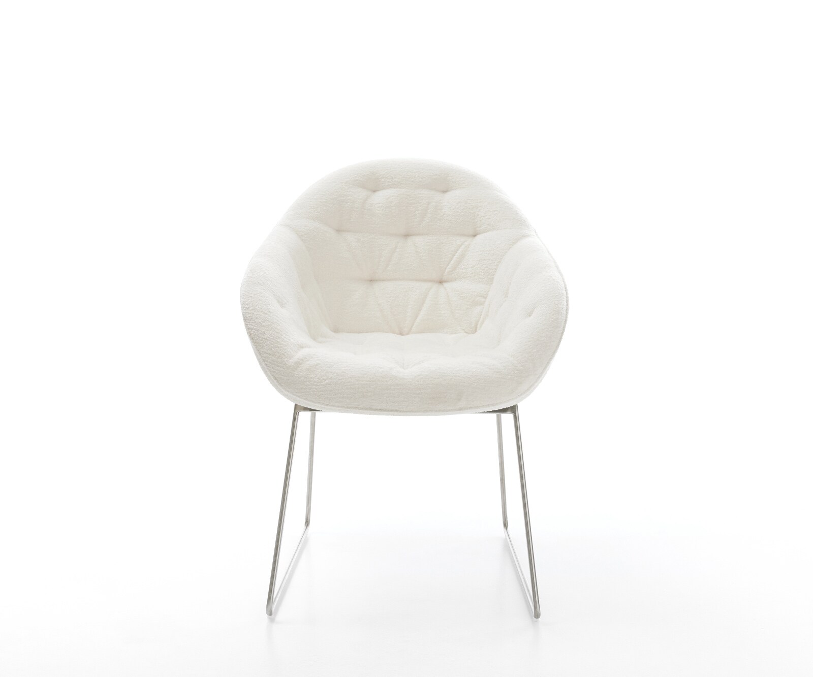 Eetkamerstoel Gaio-Flex bouclé zacht beige slipframe roestvrij staal 1