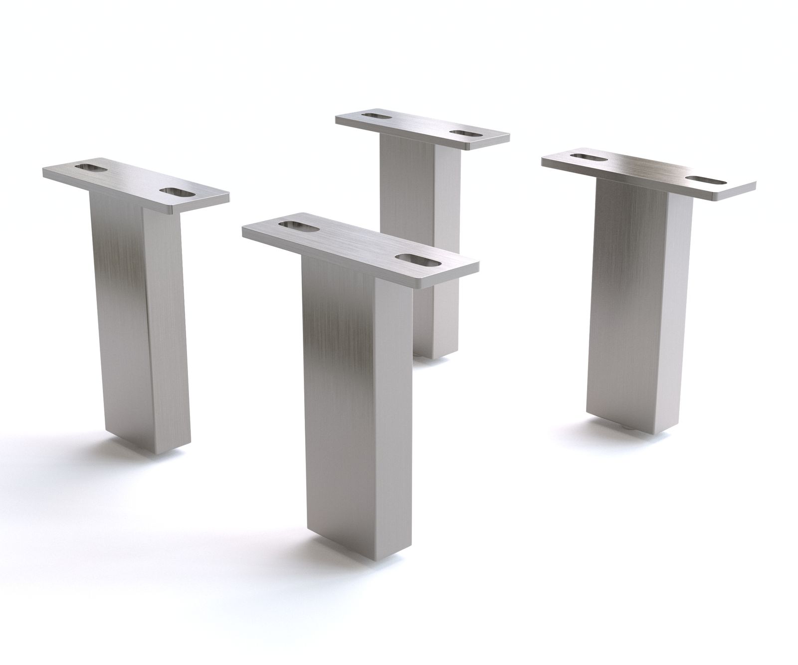 Poot vierkant 15 cm geborsteld roestvrij staal voor alle soorten meubels (set van 4)