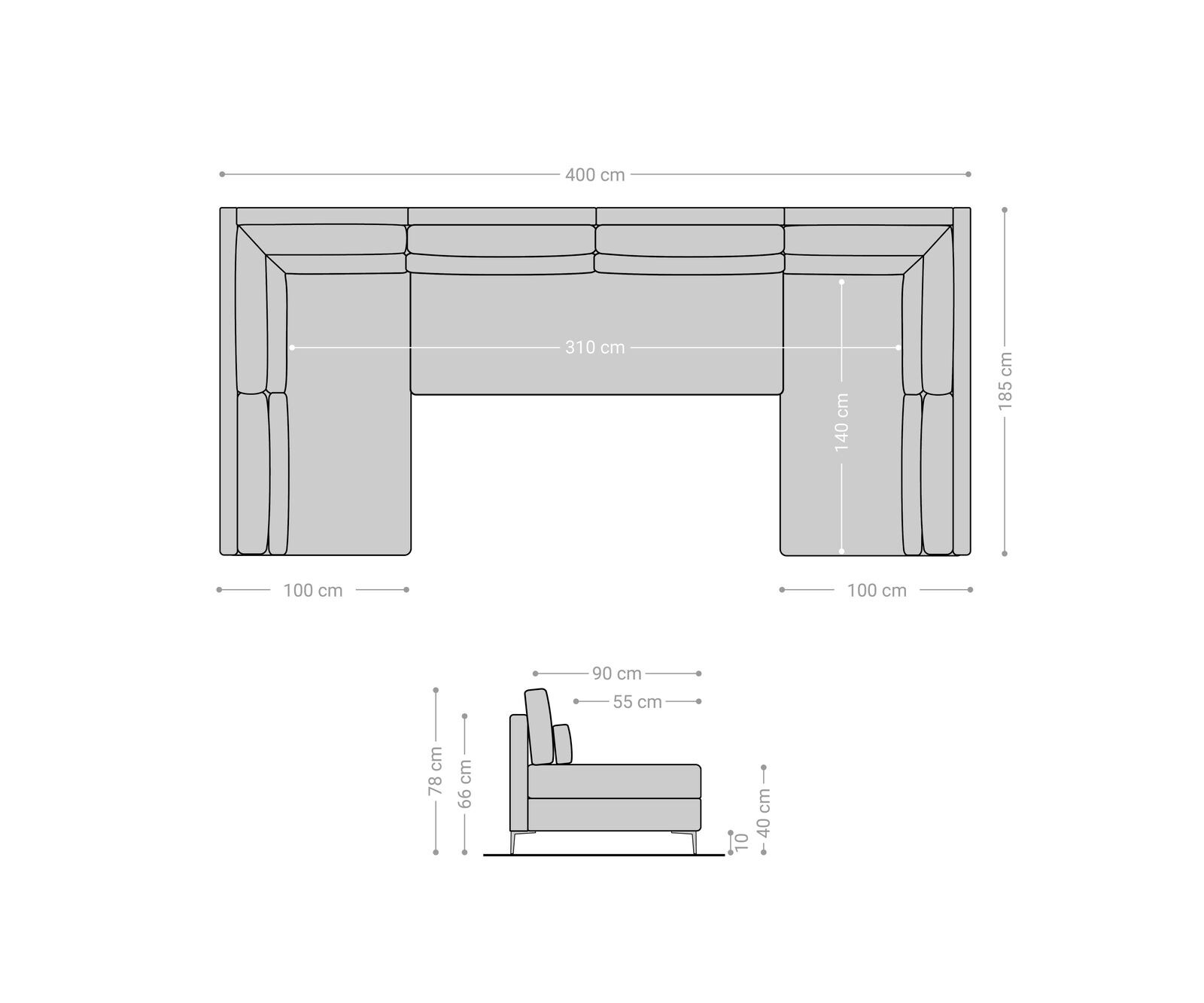 Woonlandschap Elio XL 400x185 cm vinkunstleer tage bruin antiek 6