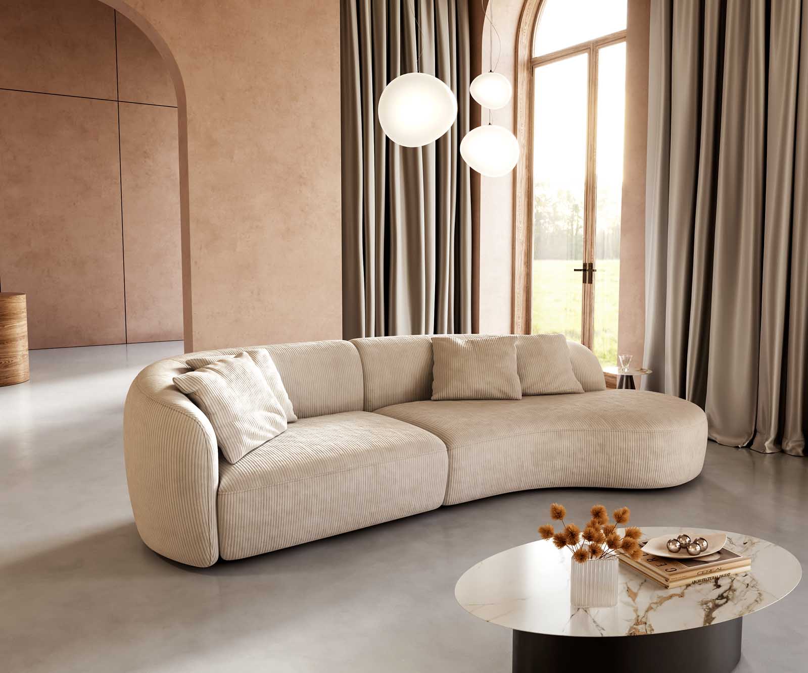 Zitbank Mairi 330x160 cm Snoer Beige