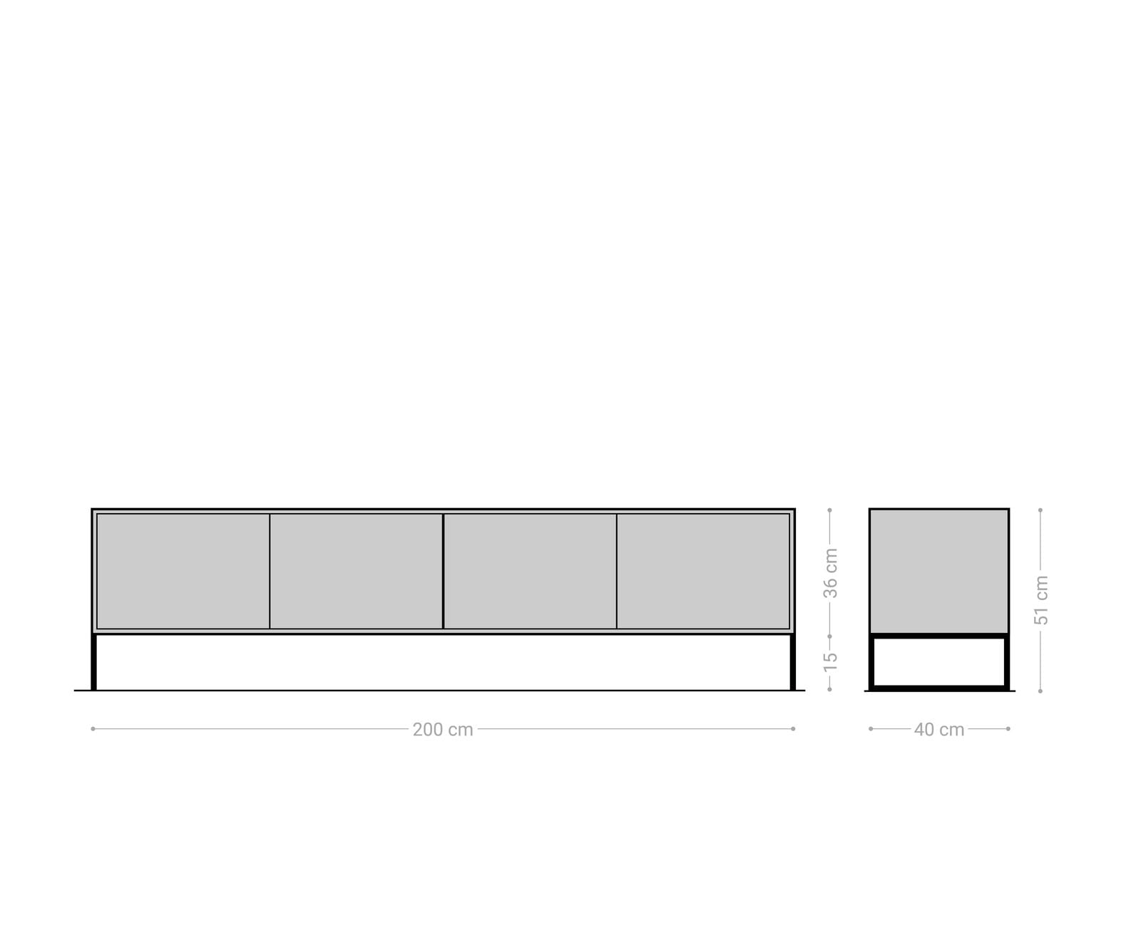 Dressoir Vaag 200 cm Sheesham natuur mango zwart 4 deuren 1 Dressoir Vaag 200 cm Sheesham natuur mango zwart 4 deuren 1