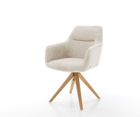 Eetkamerstoel Pejo-Flex koord beige houten frame hoekig natuur 360° draaibaar pocketveer kern