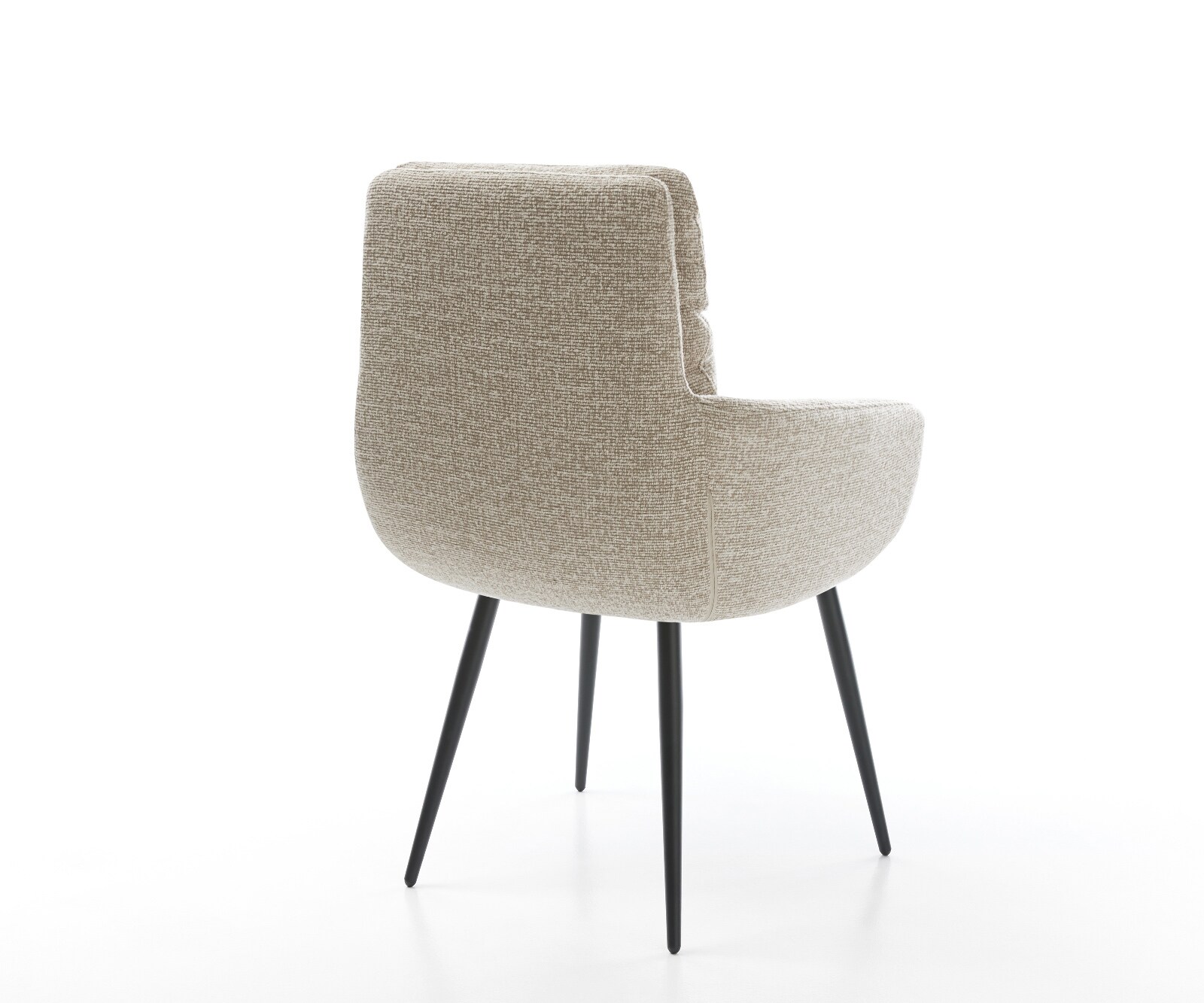 Eetkamerstoel Abelia-Flex met armleuning geweven stof beige 4-poot conisch zwart 5