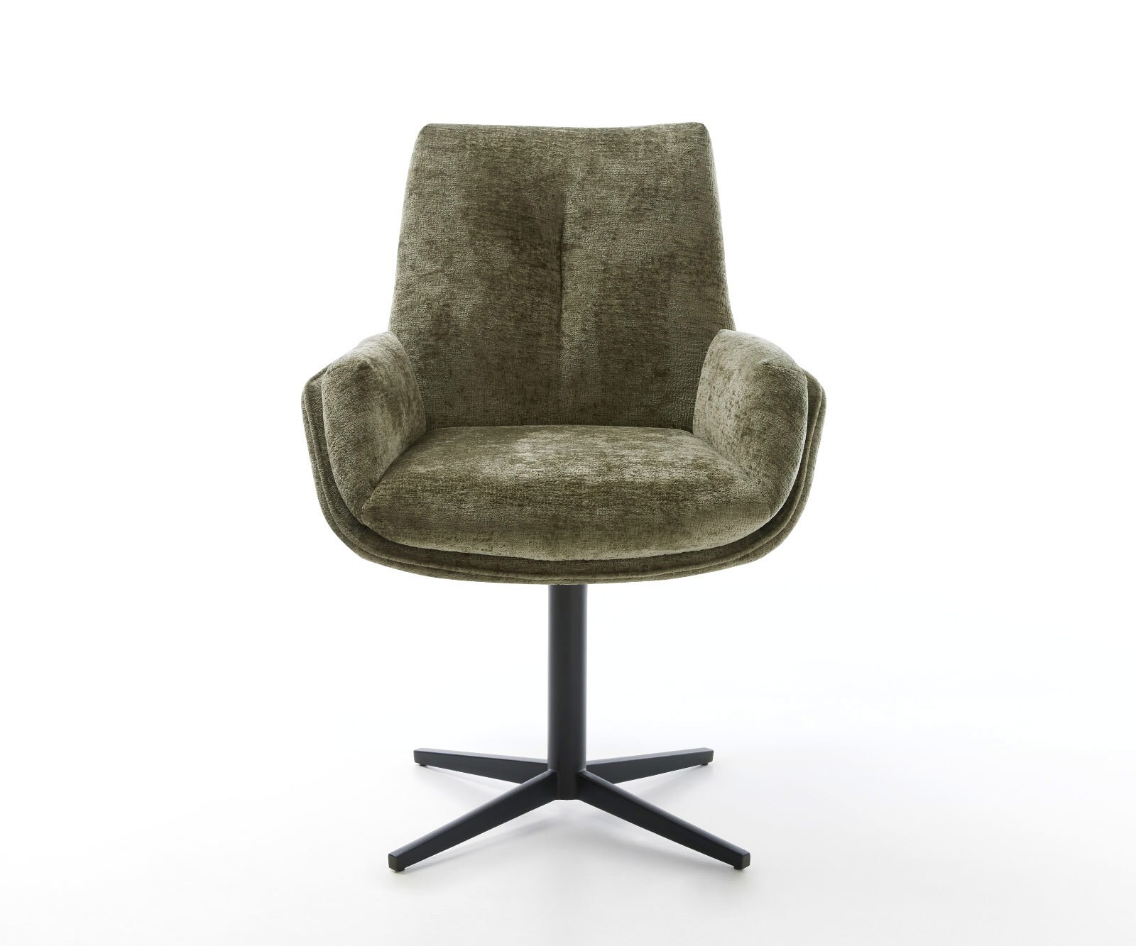 Draaistoel Clea-Flex chenille olijfgroen kruispoot zwart 360° draaibaar 1 Draaistoel Clea-Flex chenille olijfgroen kruispoot zwart 360° draaibaar 1