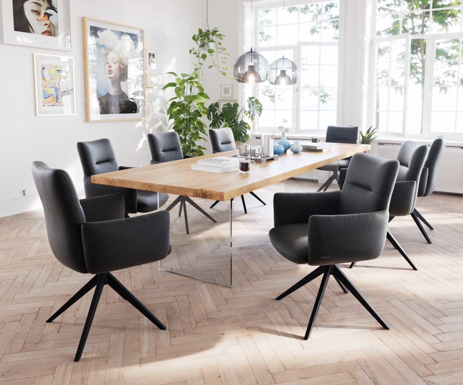 Draaistoel Jova-Flex met armleuning echt leer zwart kruisframe breed zwart 360° draaibaar pocketveer kern 4 Draaistoel Jova-Flex met armleuning echt leer zwart kruisframe breed zwart 360° draaibaar pocketveer kern 4