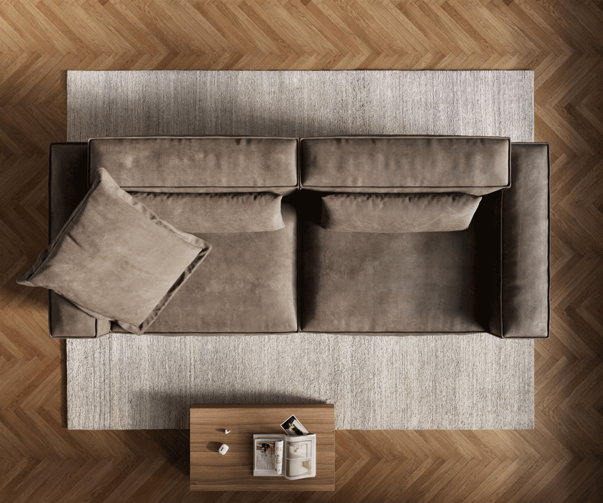 Bigsofa Freestyle 280x110 cm Microvezelmateriaal Taupe Vintage kedernaad 5