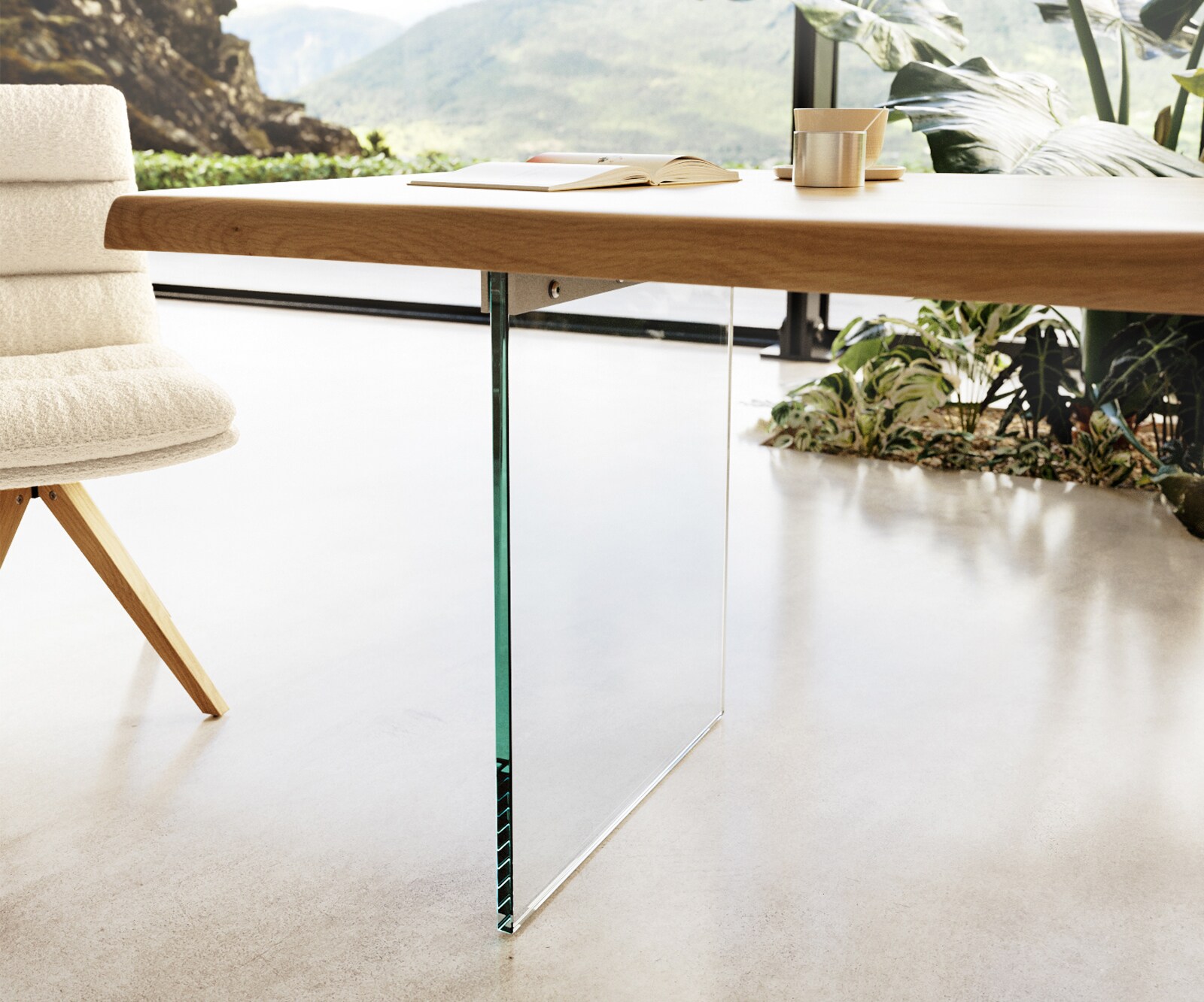 Eettafel Edge 300x100 eiken natuur glas Live-Edge 4 Eettafel Edge 300x100 eiken natuur glas Live-Edge 4