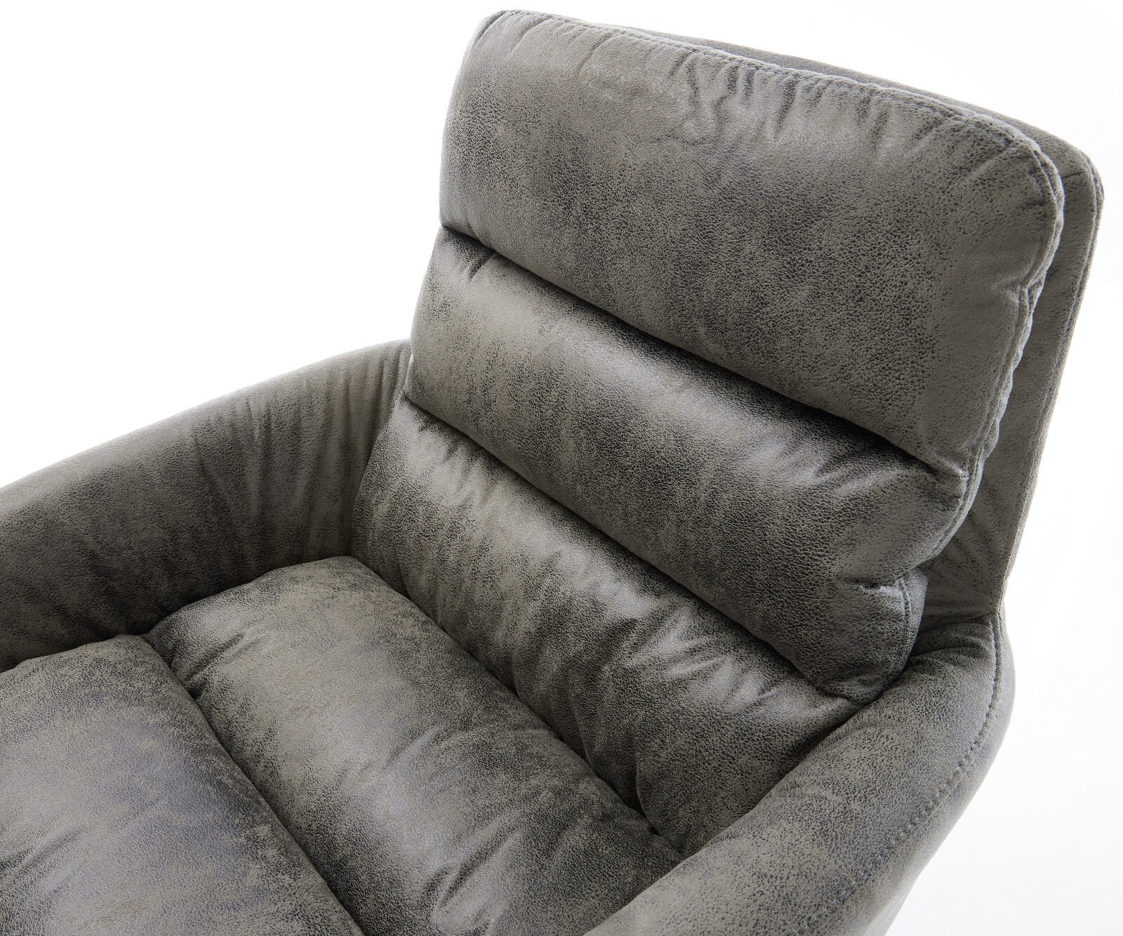 Eetkamerstoel Abelia-Flex met armleuning microvelours grijs antiek kruisframe breed roestvrij staal 4