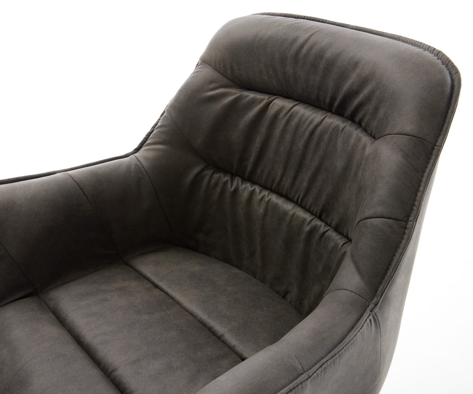 Eetkamerstoel Kaira-Flex microvelours antraciet vintage 4-poot conisch roestvrij staal 4