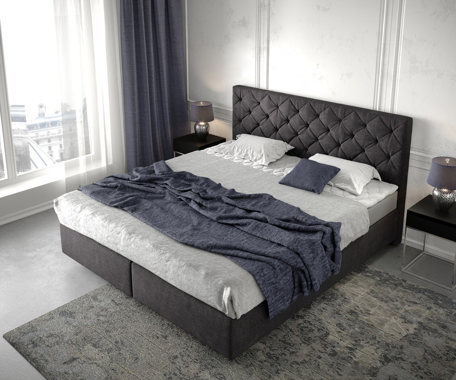 Boxspringbed Dream-Great 180x200 cm zwart met matras en topper 3