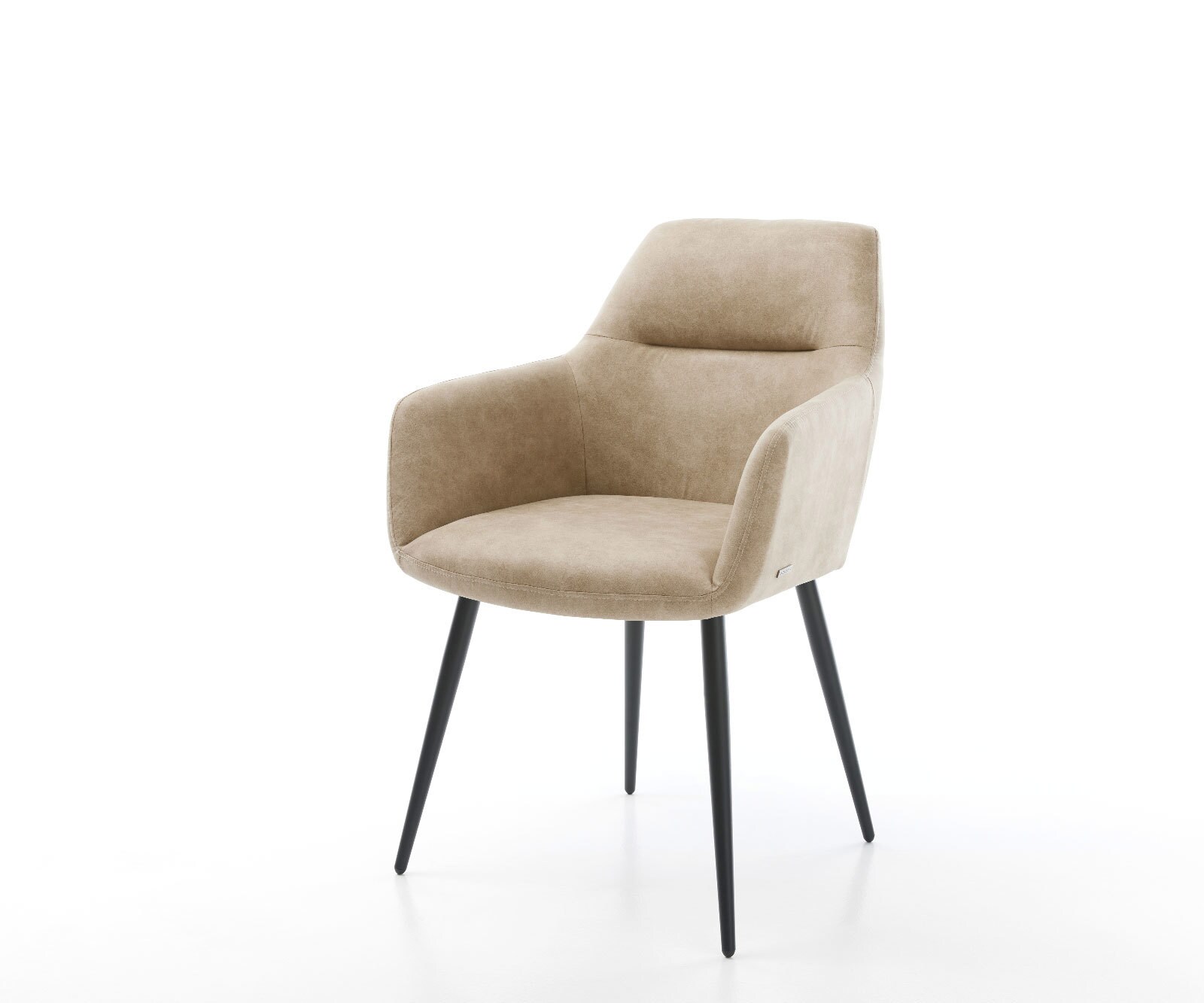 Eetkamerstoel Pejo-Flex microvelours beige vintage 4-poot conisch zwart pocketveer kern Eetkamerstoel Pejo-Flex microvelours beige vintage 4-poot conisch zwart pocketveer kern
