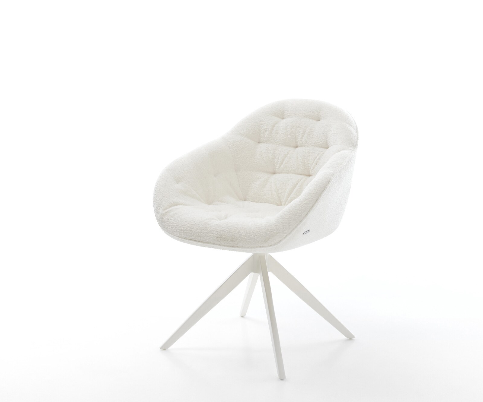 Draaistoel Gaio-Flex bouclé zacht beige kruisframe breed wit 360° draaibaar rocker-functie