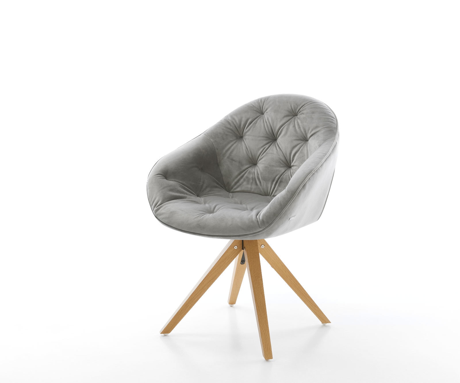 Eetkamerstoel Gaio-Flex fluweel grijs houten frame hoekig natuur Eetkamerstoel Gaio-Flex fluweel grijs houten frame hoekig natuur