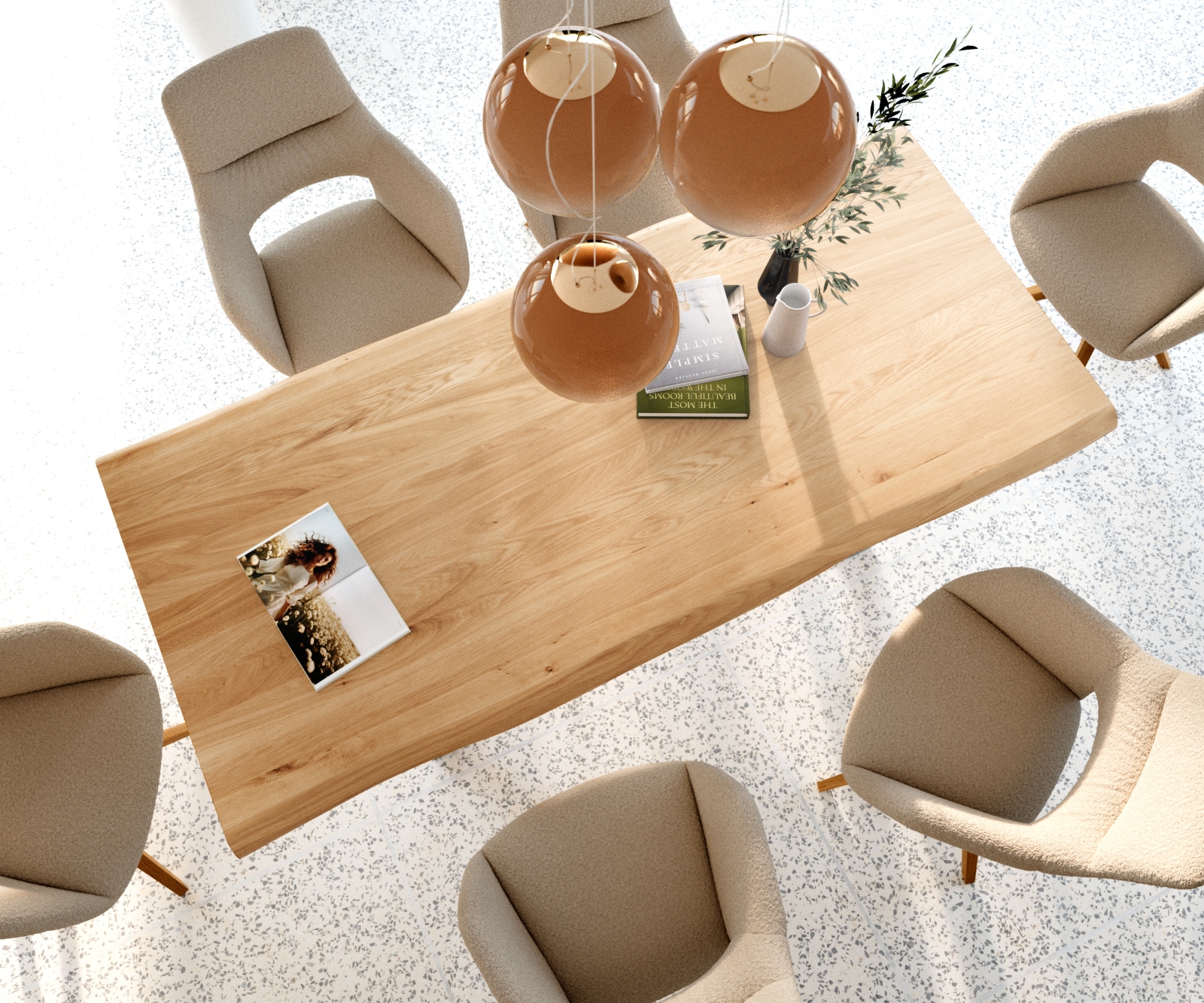 Eettafel Edge 200x100 eiken natuur roestvrij staal  smal  Live-Edge 3 Eettafel Edge 200x100 eiken natuur roestvrij staal  smal  Live-Edge 3