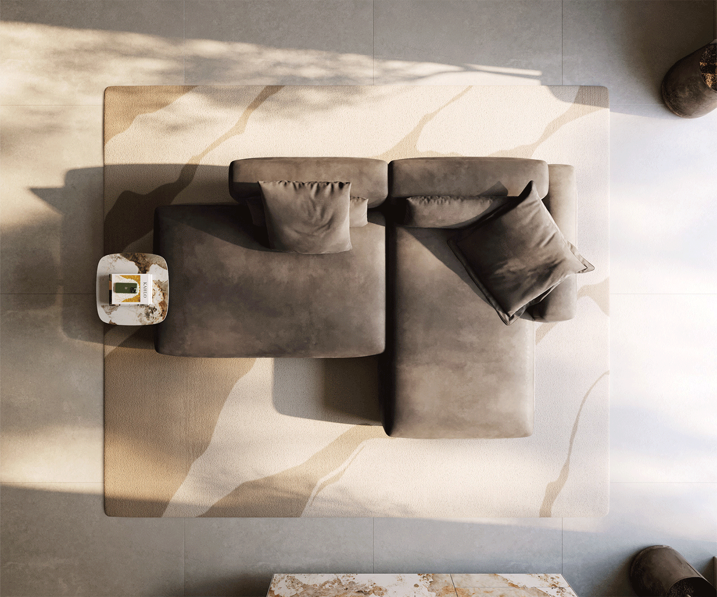 Hoekbank Freestyle 310x200 cm Microvezelmateriaal Taupe Vintage kapnaad 5