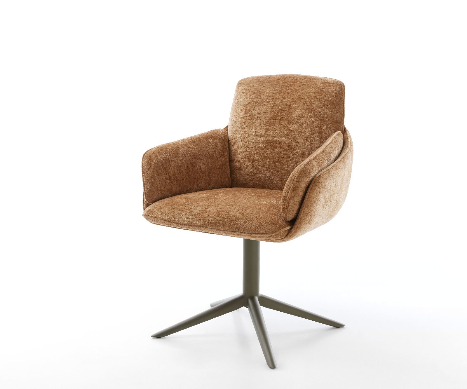 Draaistoel Luan-Flex met armleuning chenille Roest kruispoot afwerking met titanium 360° draaibaar rocker-functie