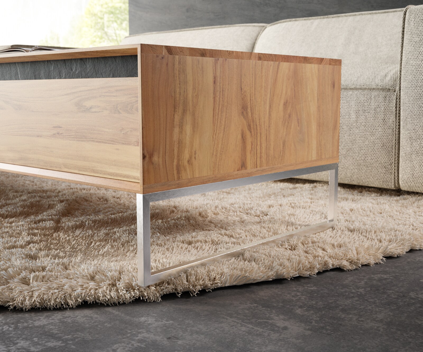 Pootglijder smal 20 cm geborsteld RVS voor kast van 60 cm diep (set van 2) 2