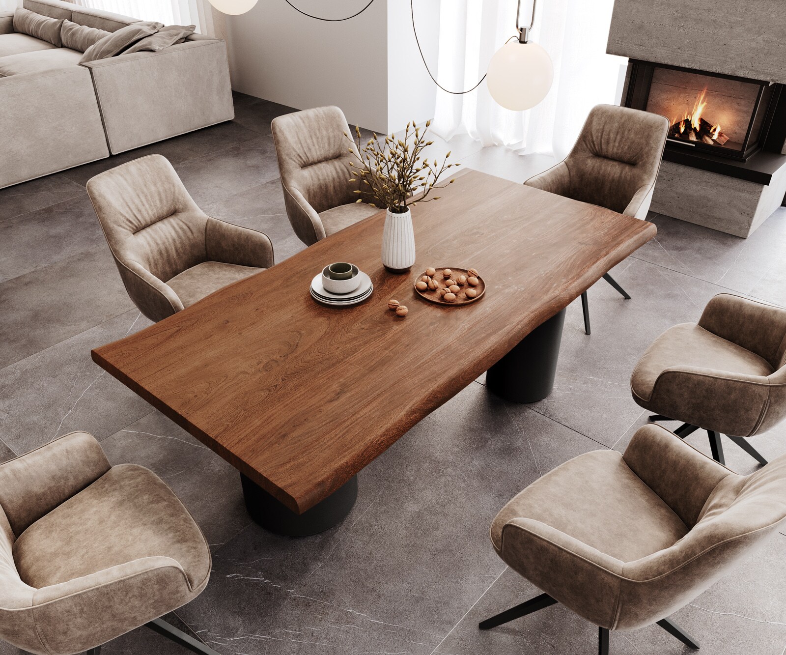 Eettafel Edge 200x100 XL acacia bruin Troa metaal zwart Live-Edge 3