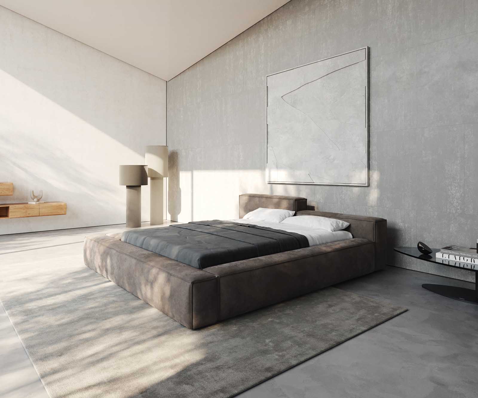 Gestoffeerd-bedframe Kalinea 140x200 cm microvezel taupe vintage 6 Gestoffeerd-bedframe Kalinea 140x200 cm microvezel taupe vintage 6