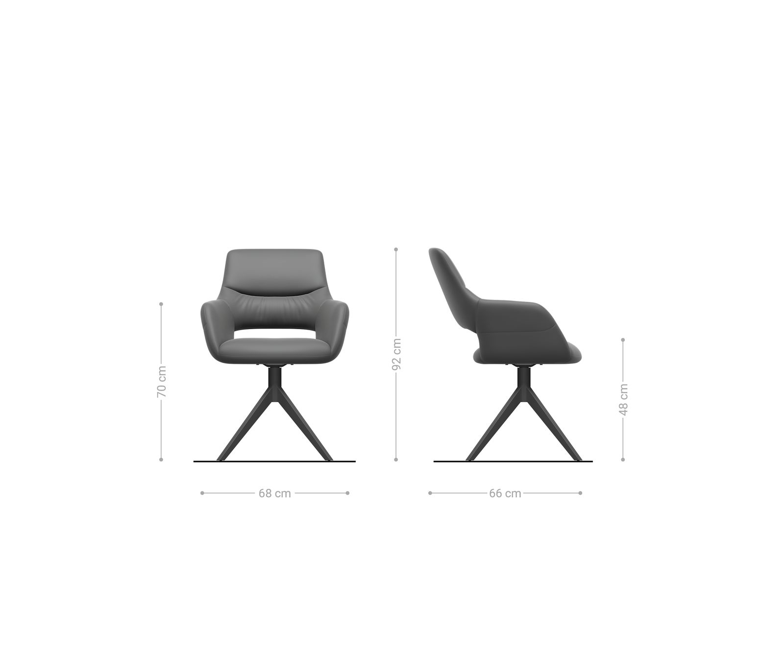 Draaistoel Yago-Flex XL met armleuning bouclé wit kruisframe breed roestvrij staal 360° draaibaar 8
