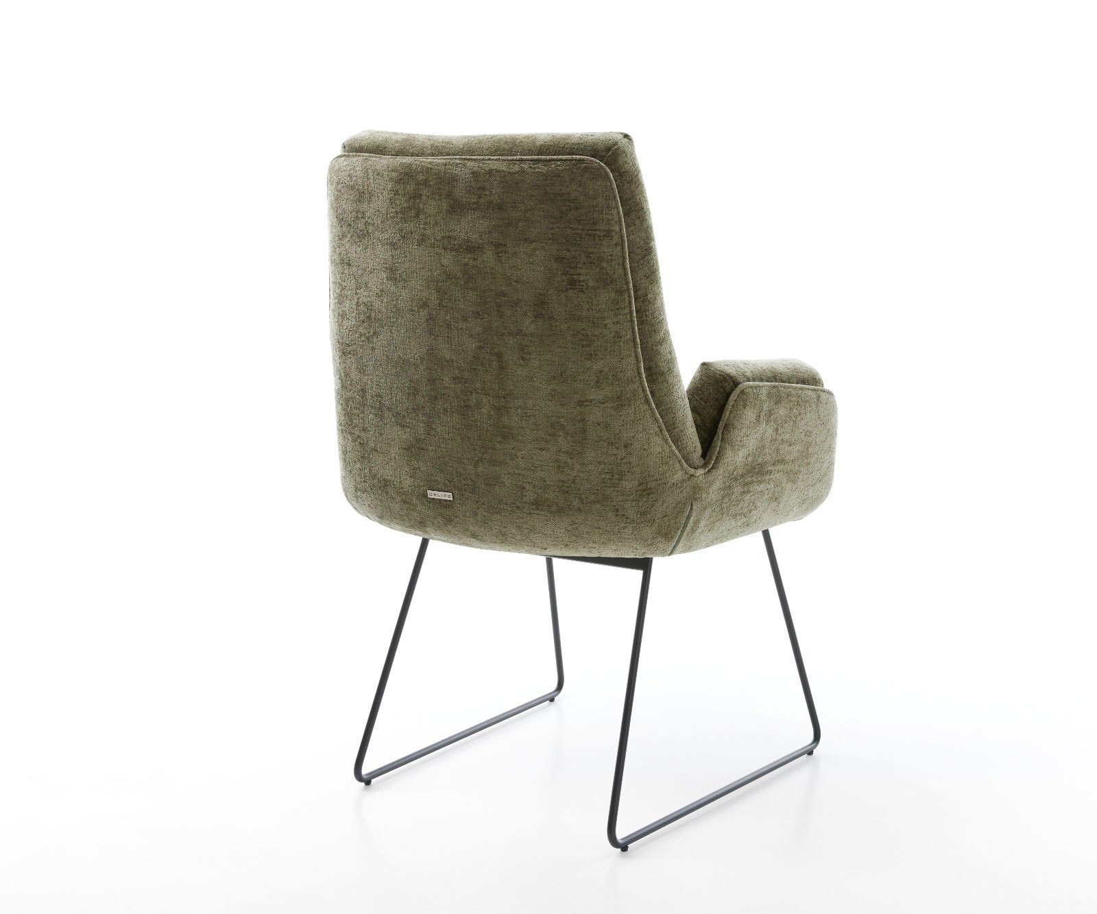 Eetkamerstoel Clea-Flex chenille olijfgroen slipframe zwart 4 Eetkamerstoel Clea-Flex chenille olijfgroen slipframe zwart 4