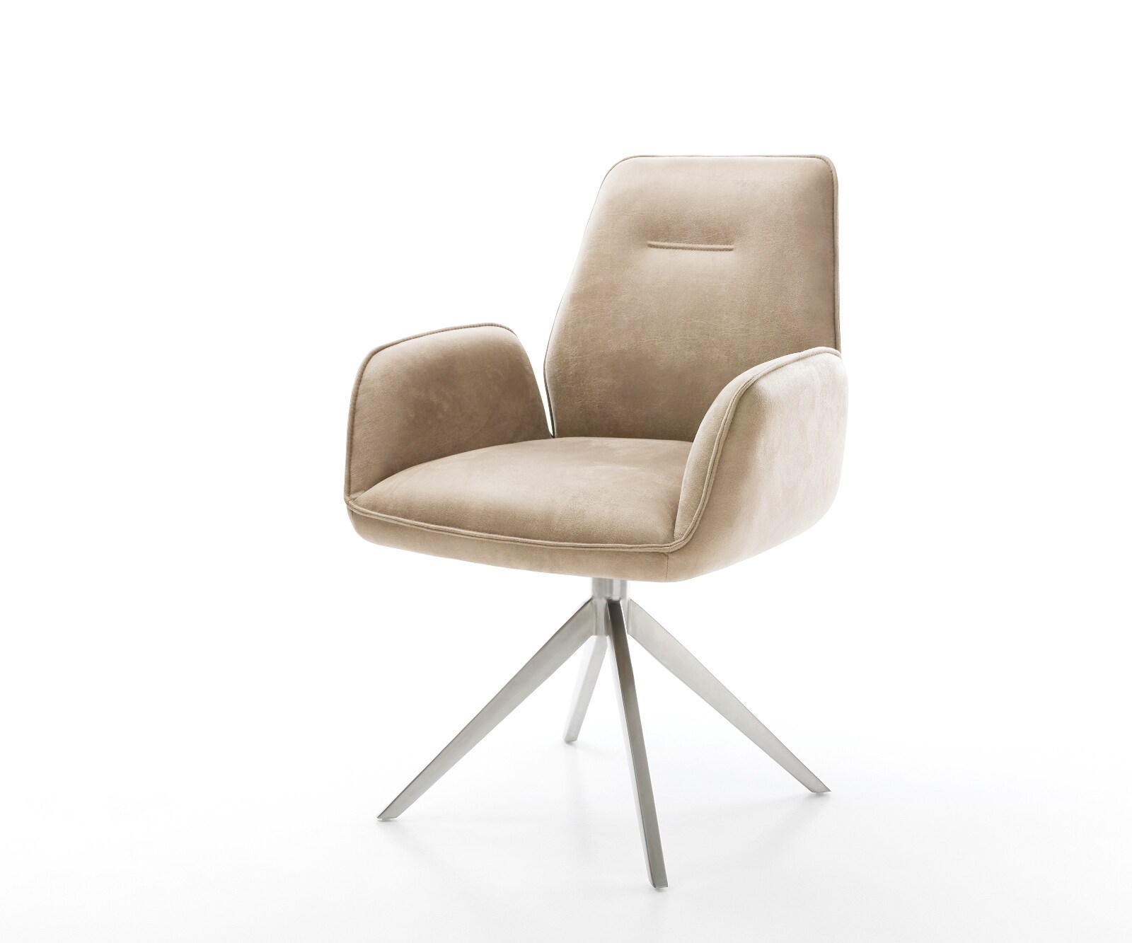 Draaistoel Zoa-Flex microvelours beige vintage kruisframe breed roestvrij staal 360° draaibaar rocker-functie pocketveer kern