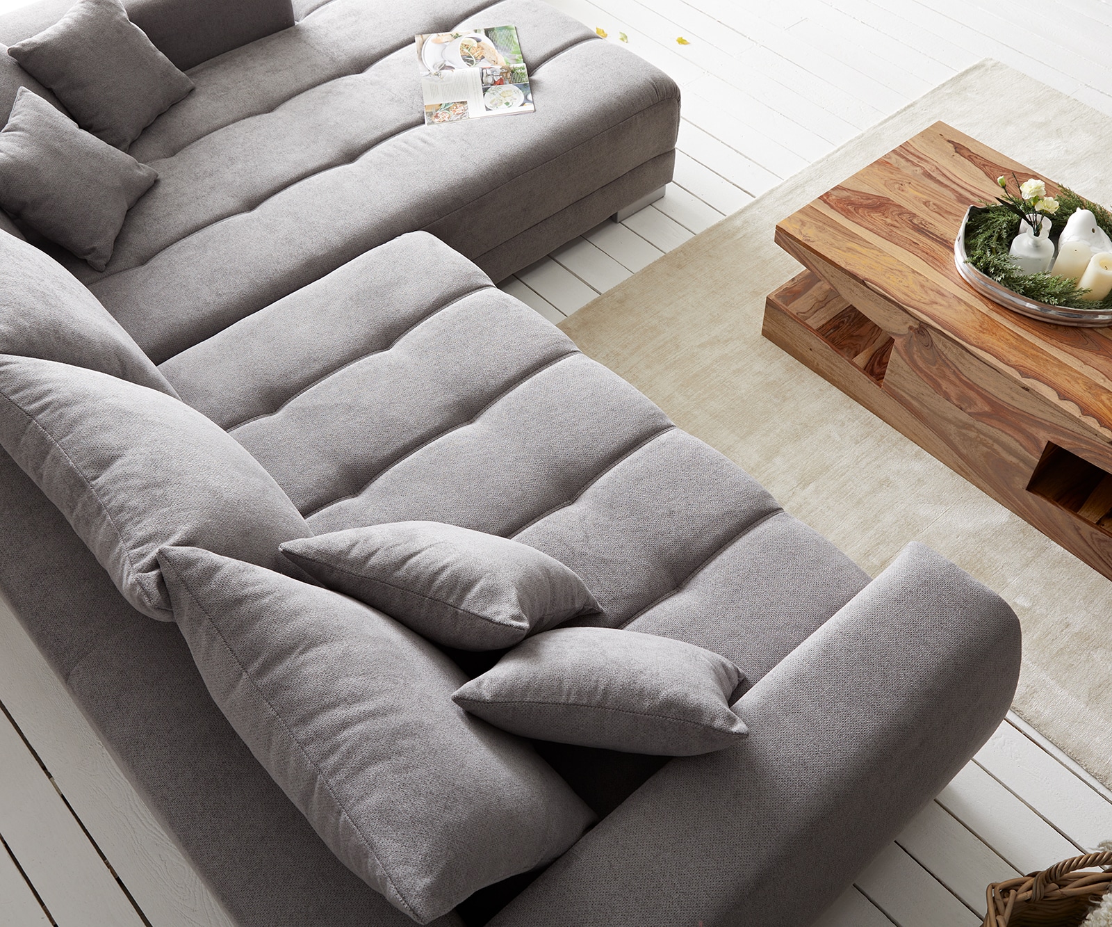 Hoekbank Josea 300x220 cm microvezel steengrijs Recamiere rechts 4 Hoekbank Josea 300x220 cm microvezel steengrijs Recamiere rechts 4