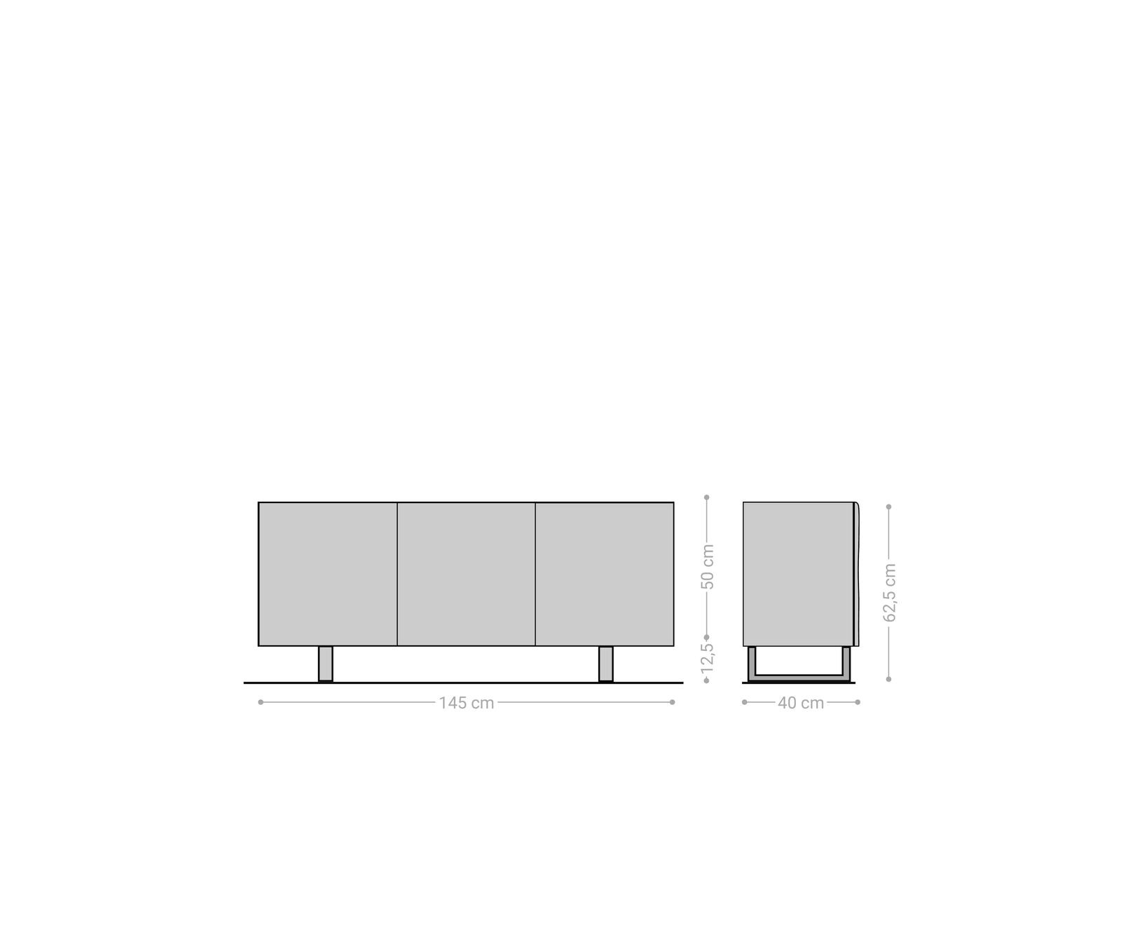 Dressoir New Live-Edge 145 cm acacia natuur 3 deuren sledepoot RVS geborsteld 5
