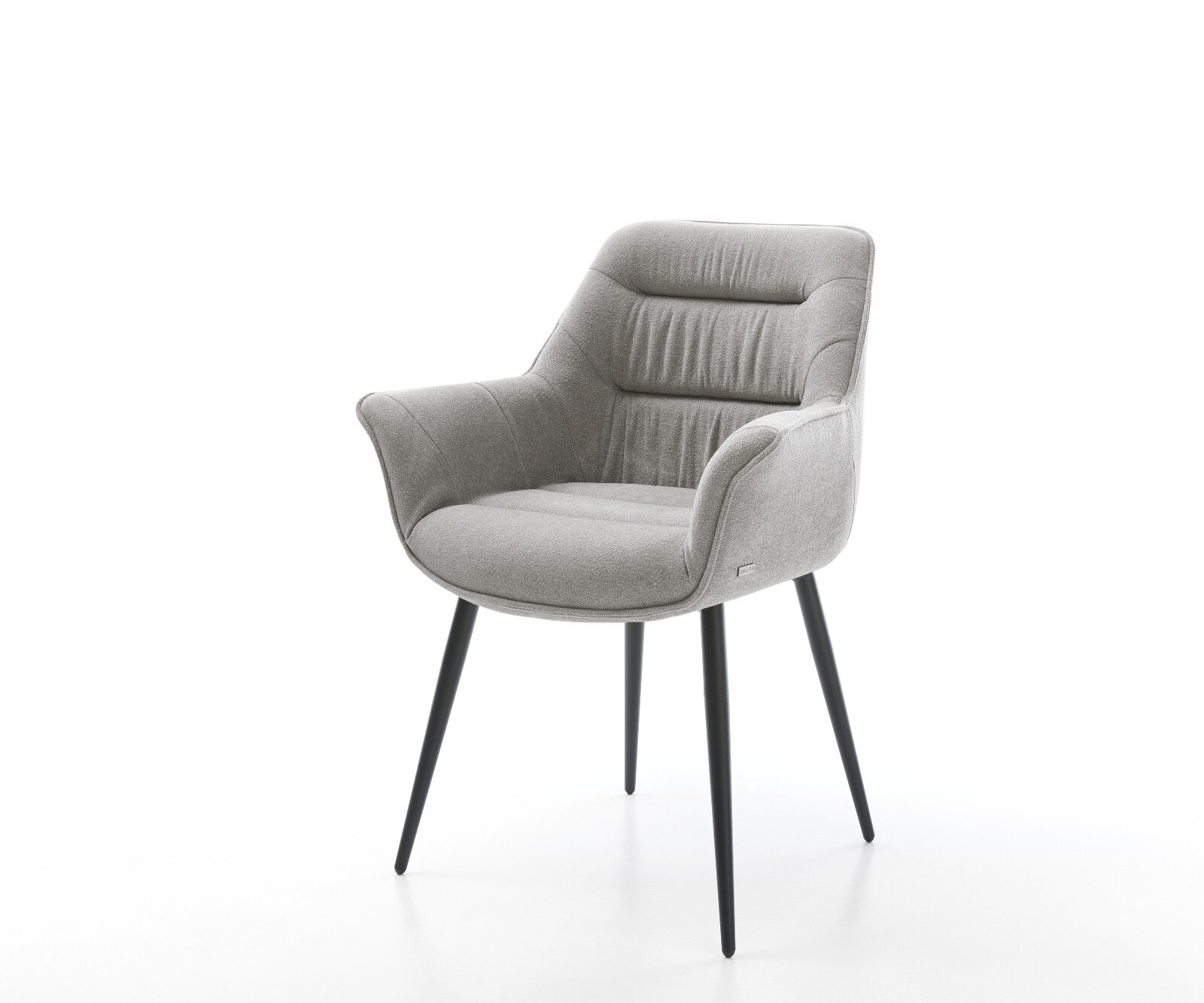 Eetkamerstoel Kaira-Flex zachte stof met structuur grijs 4-poot conisch zwart