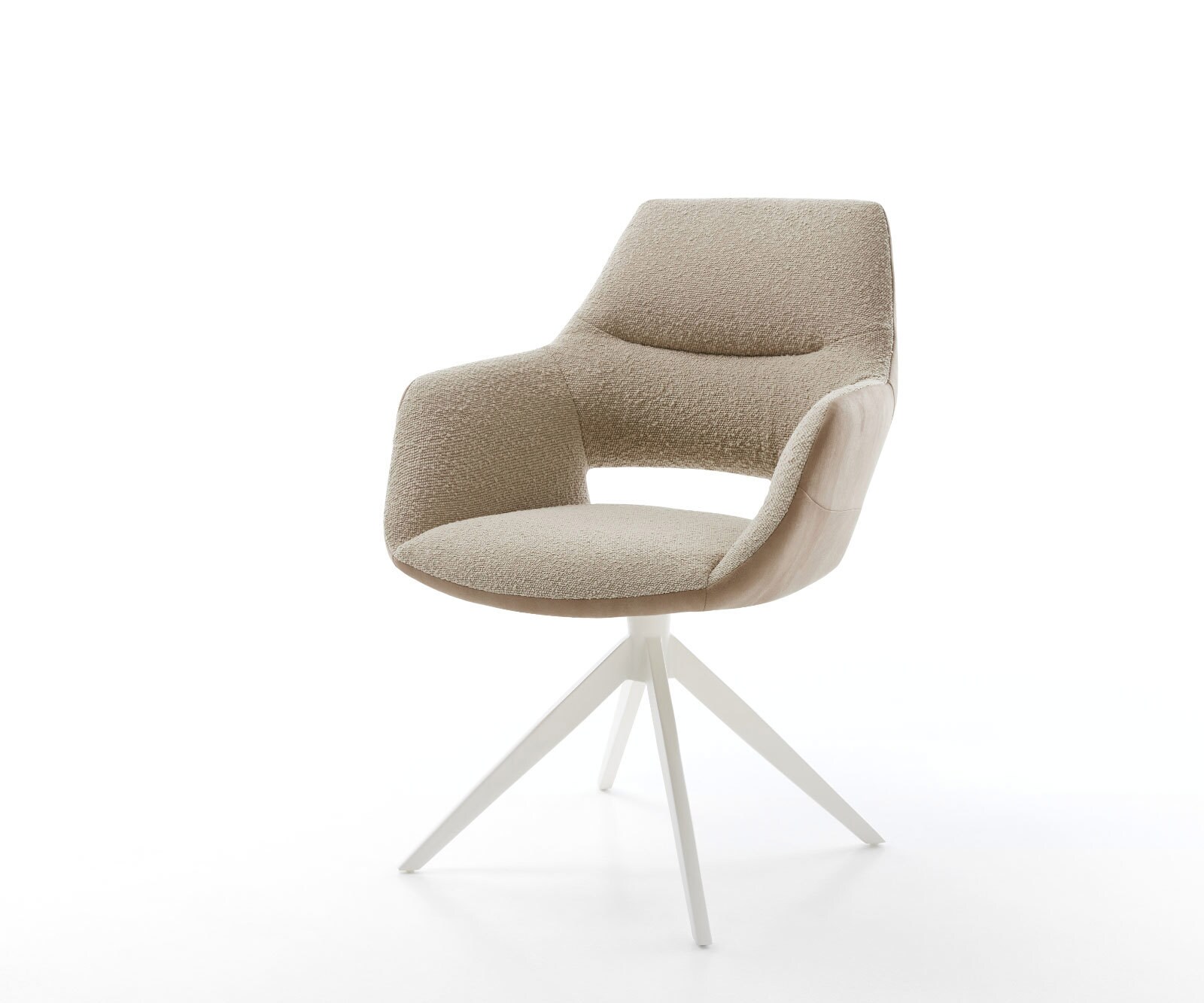 Draaistoel Yago-Flex met armleuning materiaalmix mud kruisframe breed wit 360° draaibaar rocker-functie pocketveer kern
