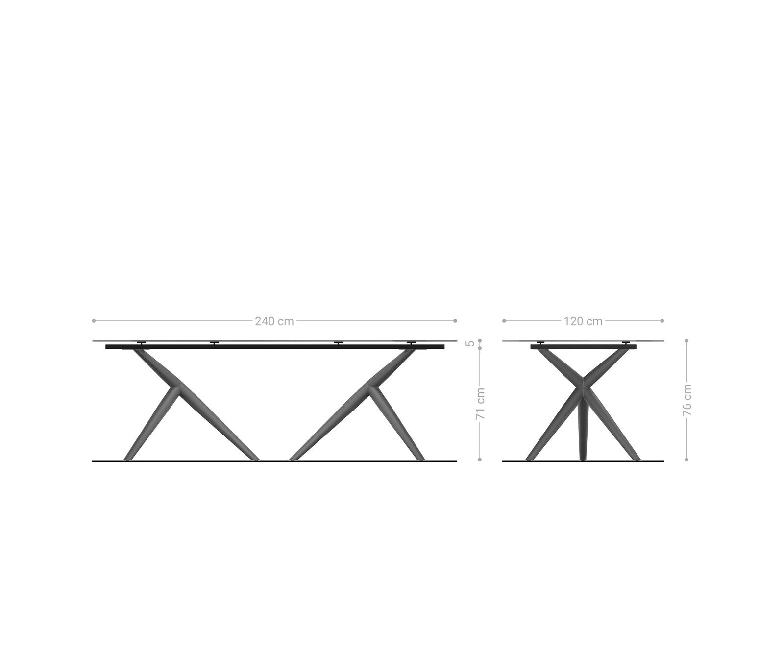 Eettafel Edge Boot 240x120 cm Keramiek Minas Melange Wit-Beige Estelar rond Metaal Effectafwerking Titan 7