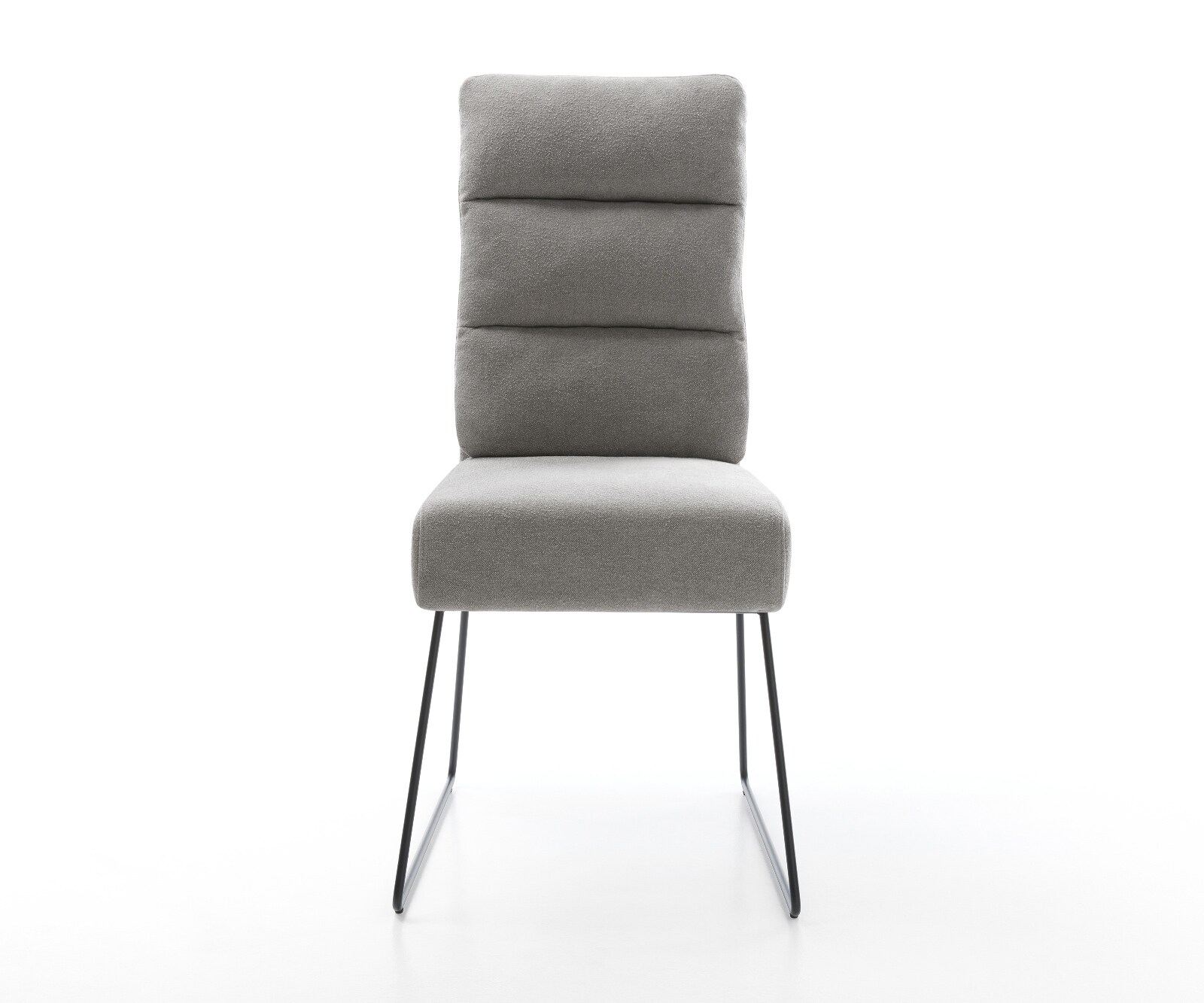 Eetkamerstoel Pela-Flex zachte stof met structuur grijs slipframe zwart pocketveer kern 2