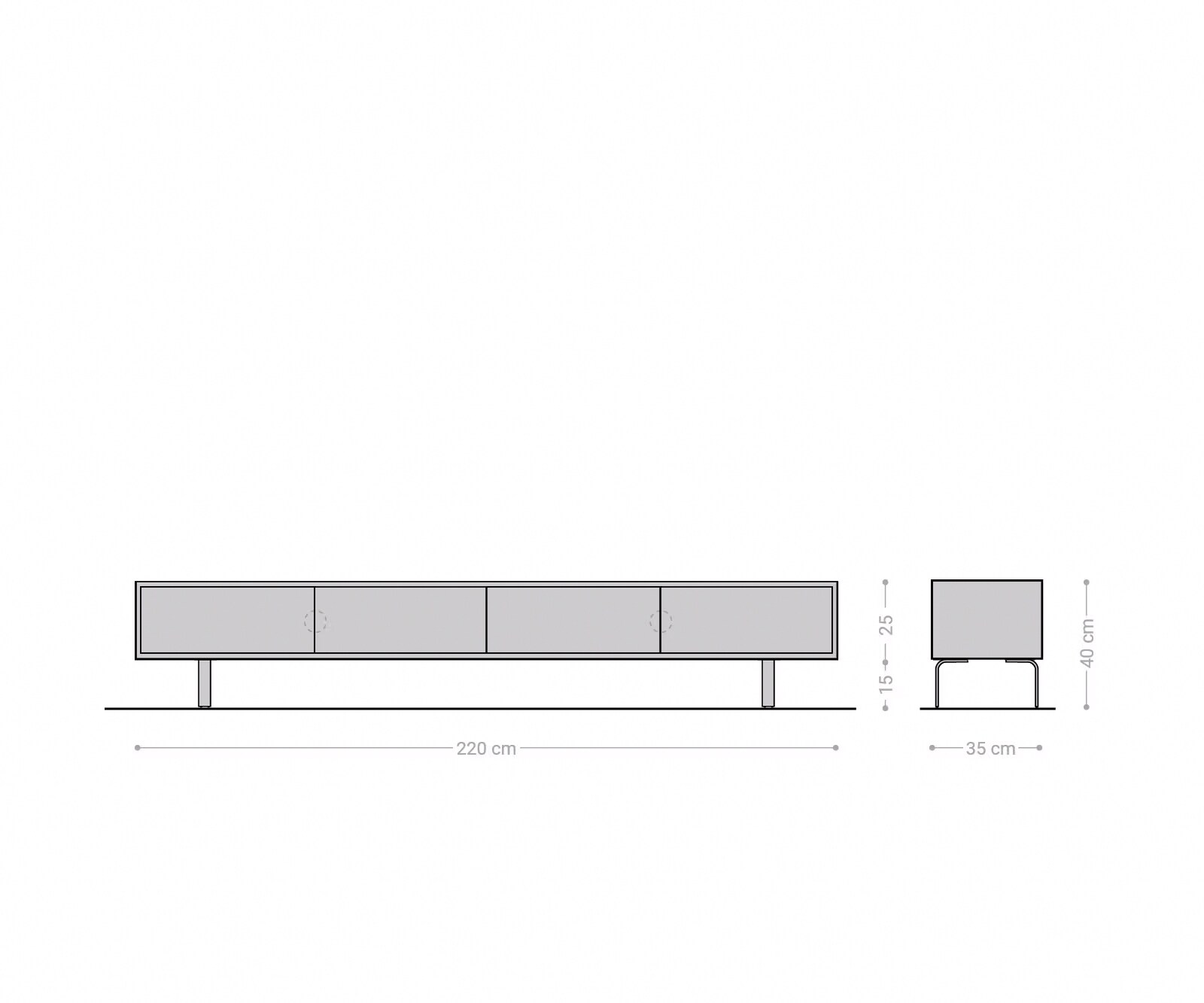 Tv-meubel Fevo 220 cm eiken natuur 4 laden L-onderstel rvs 9