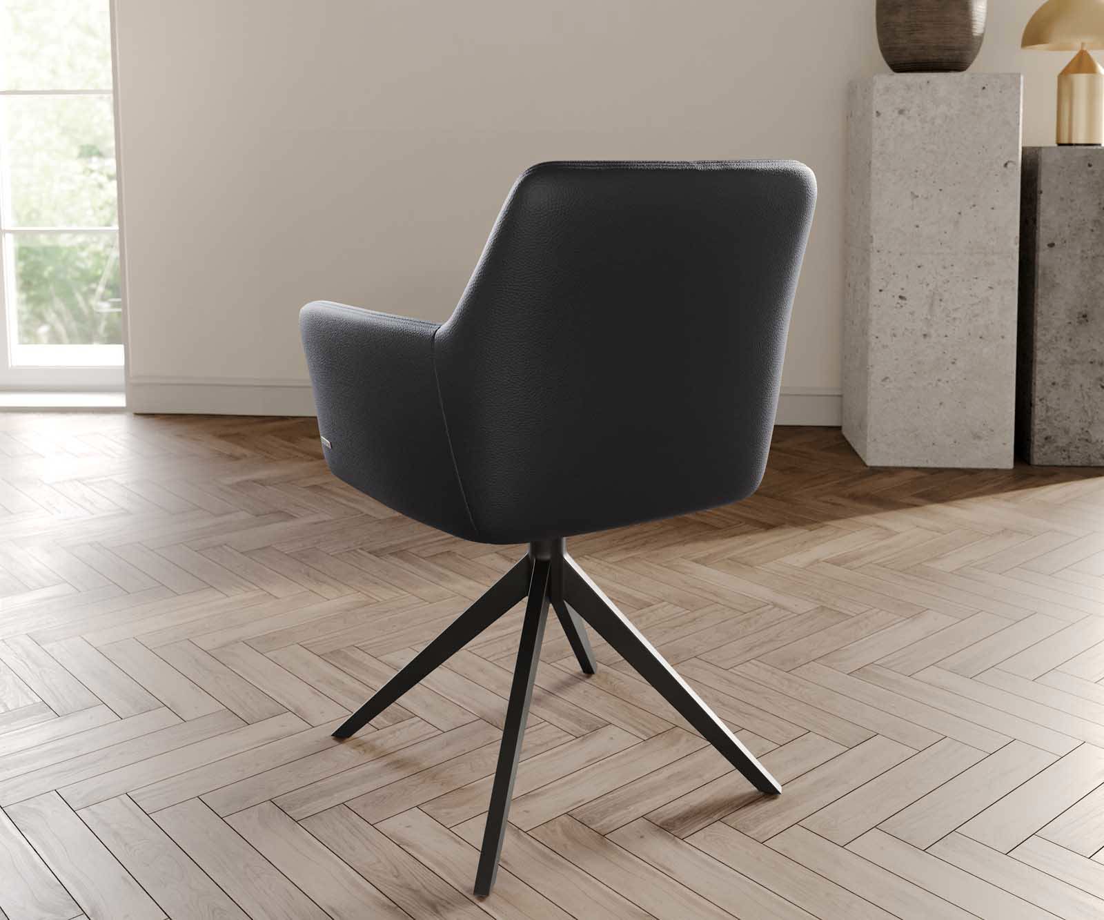 Draaistoel Xana-Flex met armleuning echt leer zwart kruisframe breed zwart 360° draaibaar pocketveer kern 3 Draaistoel Xana-Flex met armleuning echt leer zwart kruisframe breed zwart 360° draaibaar pocketveer kern 3