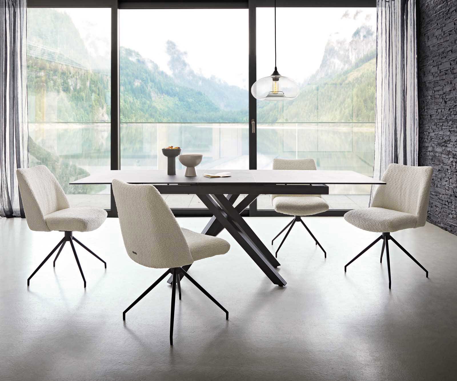 Draaistoel Elso-Flex bouclé wit kruisframe conisch zwart 180° draaibaar pocketveer kern 5 Draaistoel Elso-Flex bouclé wit kruisframe conisch zwart 180° draaibaar pocketveer kern 5