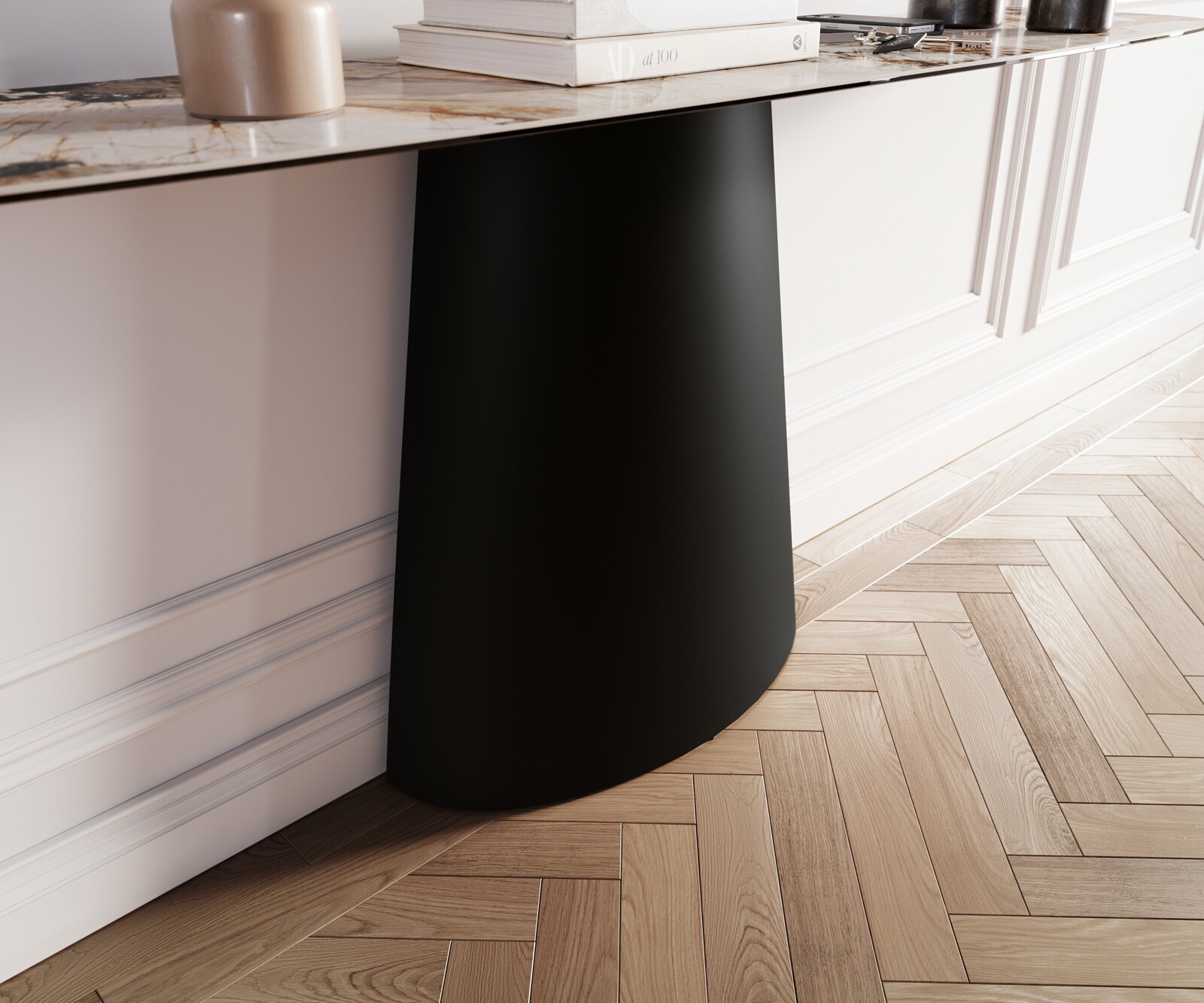 Consoletafel Edge Bootvorm 180x40 cm Keramiek Patagonia Poliert Conos Metaal Zwart 6