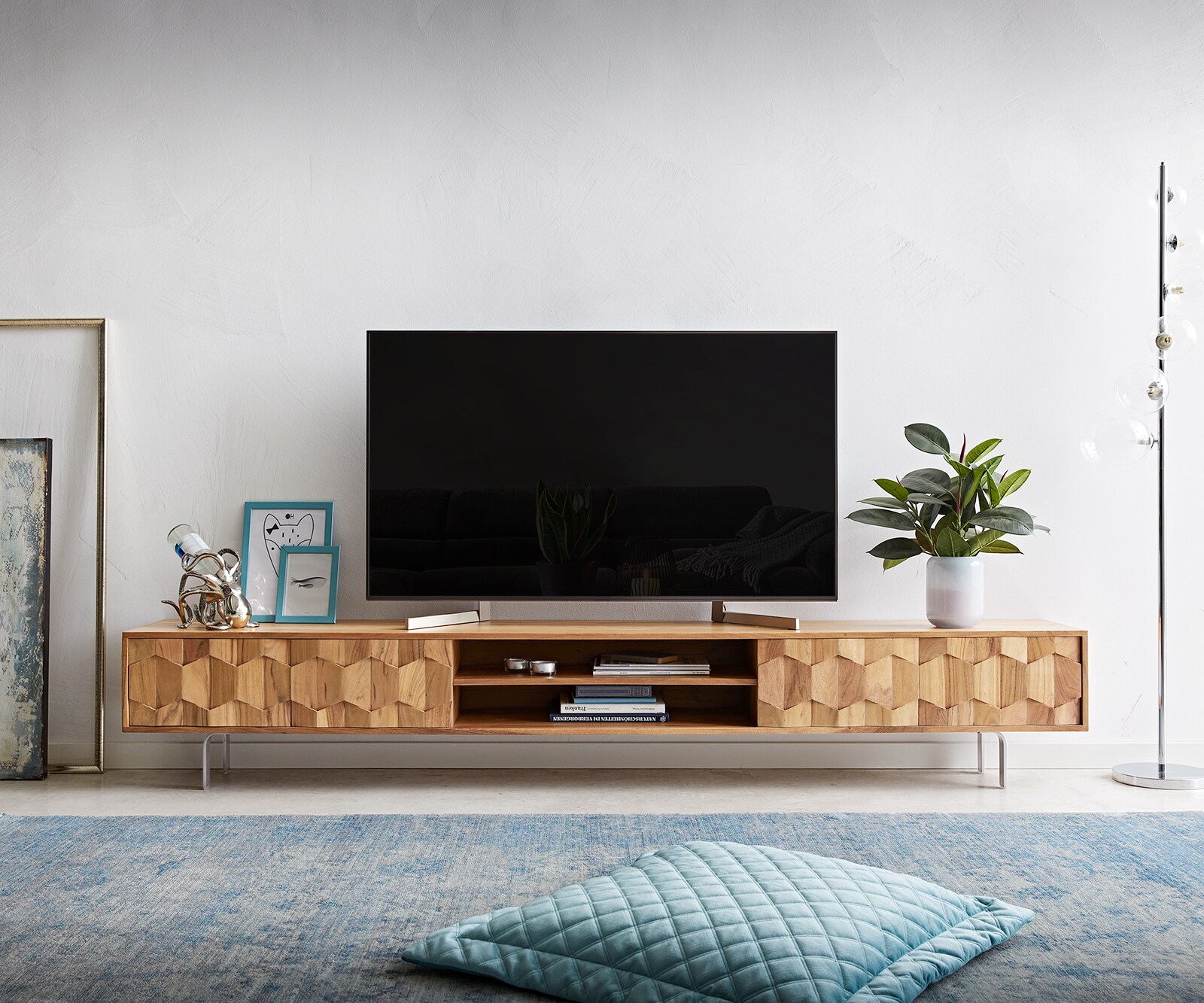 Tv-meubel Fevo 240 cm acacia natuur 4 deuren L-poot 1
