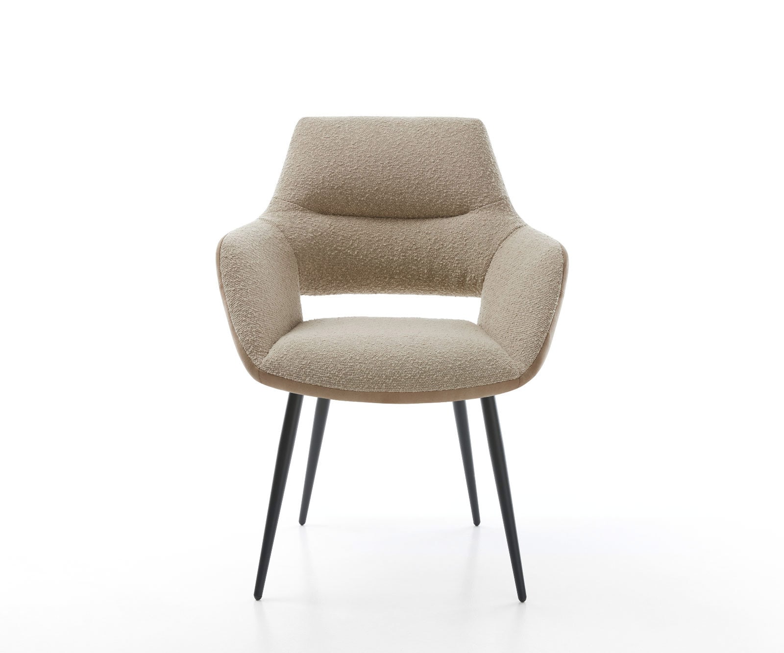 Eetkamerstoel Yago-Flex met armleuning materiaalmix mud 4-poot conisch zwart pocketveer kern 2