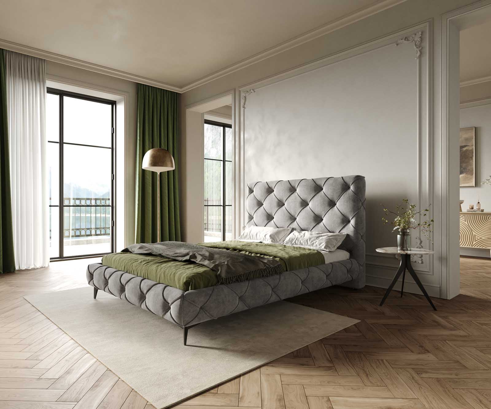 Bedframe Nayara 140x200 cm microvezel grijs